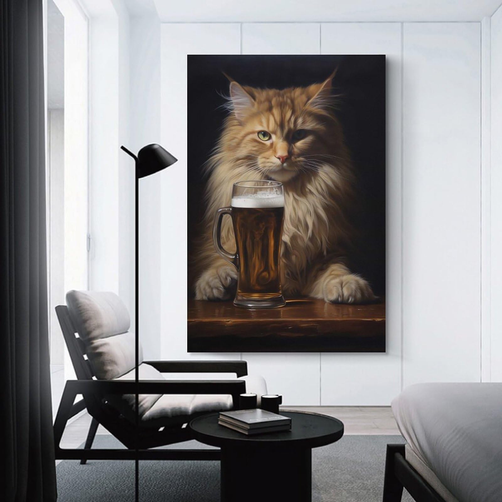 Junmoney Kitten X Beer Decorative Canvas Print 20x30inch(50x75cm), for Flats, Guest Rooms Or Compact Rooms, Home Artwork for Modern Interiors