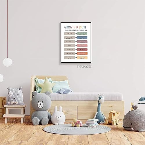 Miniatura 6 de Pósteres de mentalidad de crecimiento en el aula, citas positivas, lienzo, arte de pared, terapia de salud mental, oficina, decoración motivacional,