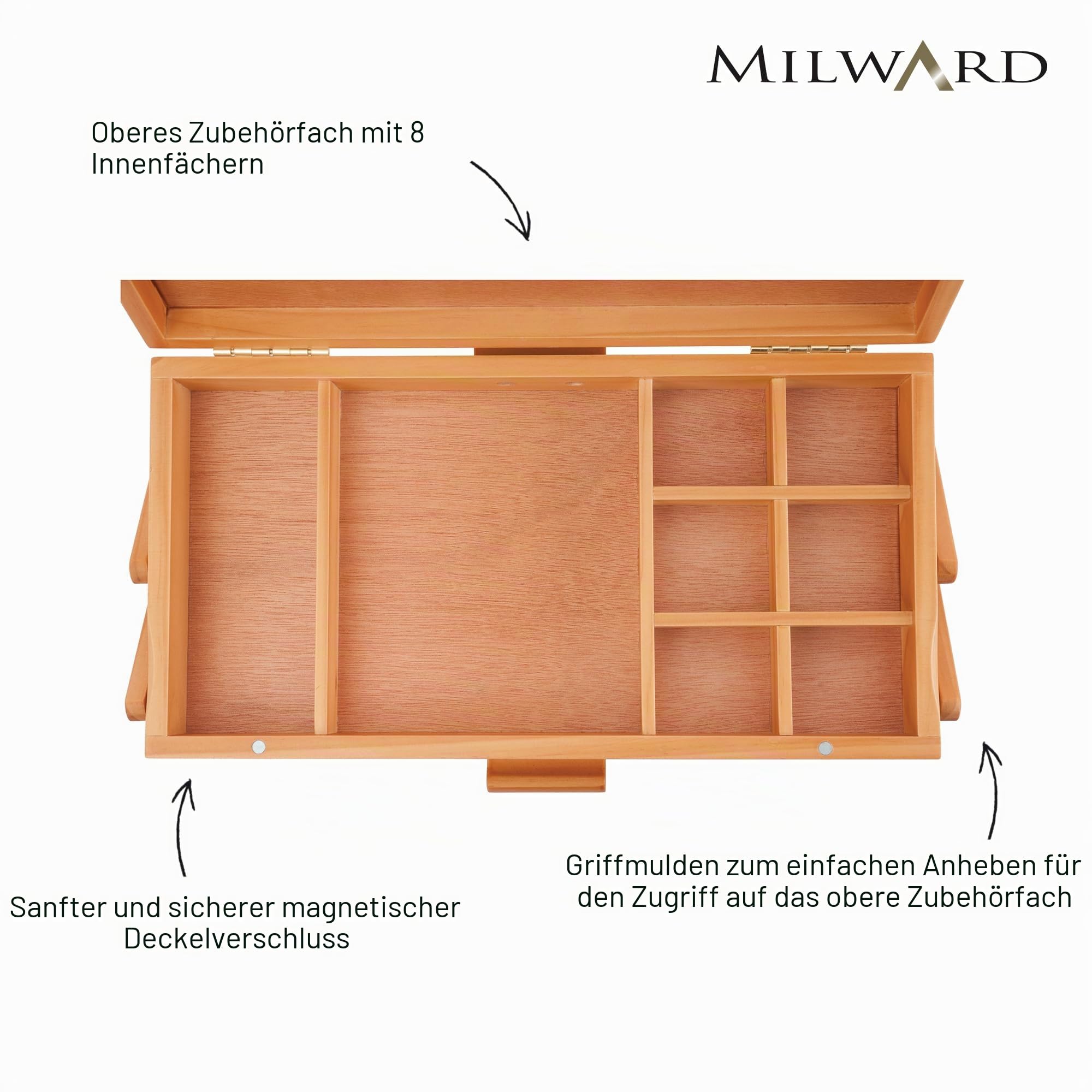 Milward Kiefernholz Cantilever Craft Hobby Nähen Aufbewahrungsbox, Holz