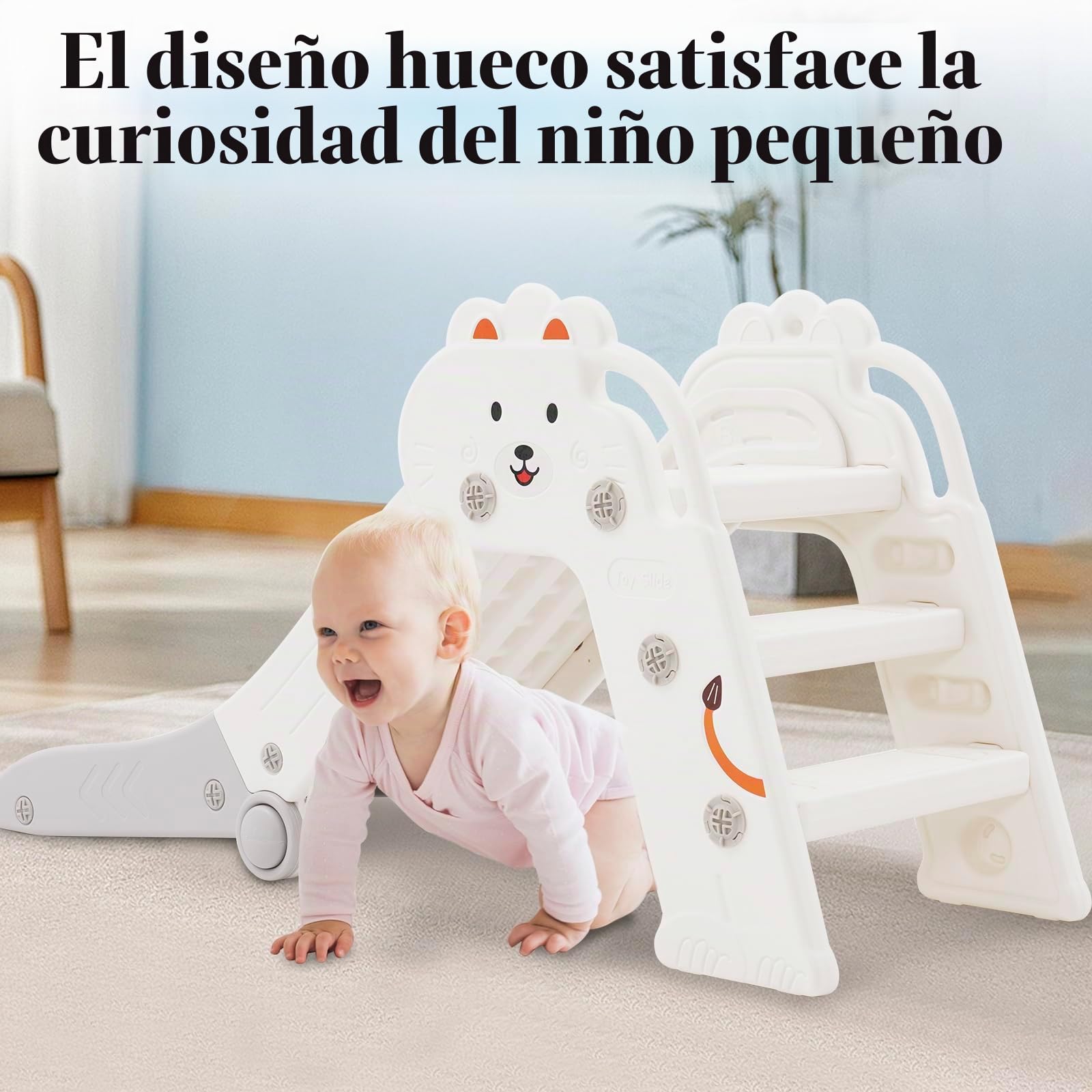 Tobogán para Niños Plegable, para Exteriores e Interiores, para 1-3 años, tobogán de jardín para bebés, Esquinas Redondeadas, Ahorra Espacio (111x54x37CM, Gris)