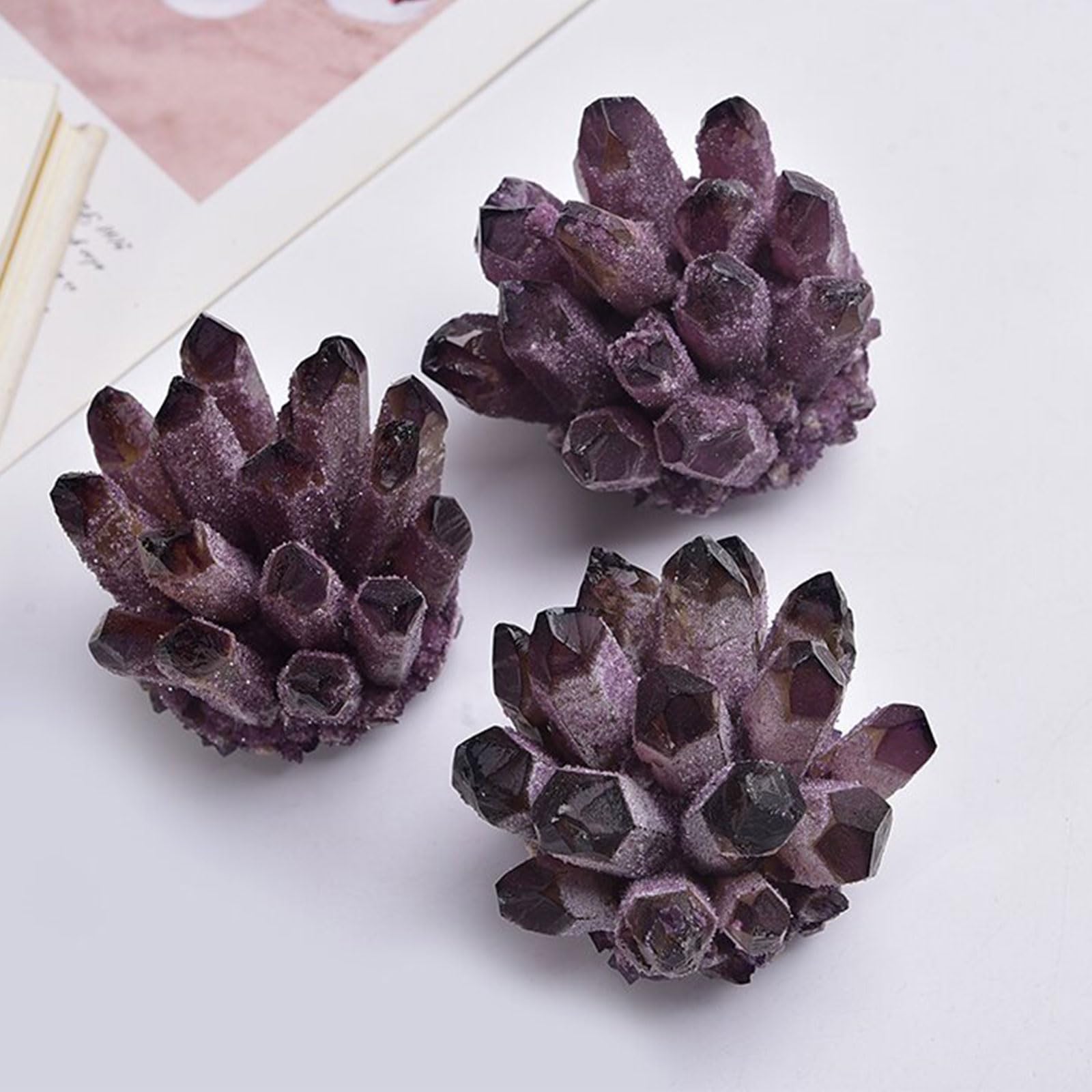 Cluster di Ametista Naturale Geode di Cristalli Viola dall'Uruguay Esemplare di Pietra preziosa Grezza per bilanciamento dei Chakra, Stregoneria e Decorazione,200~300g