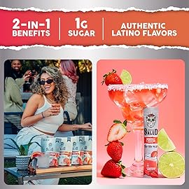 Salud 2-in-1 Energy Drink Powder + Focus, Strawberry Margarita, Organic Caffeine, B6 + B12, Theanine, Clean Energy Drink Packets, Agua Fresca Mix, Non-GMO, Gluten Free, Vegan, 1g of Sugar, (15 Servings)