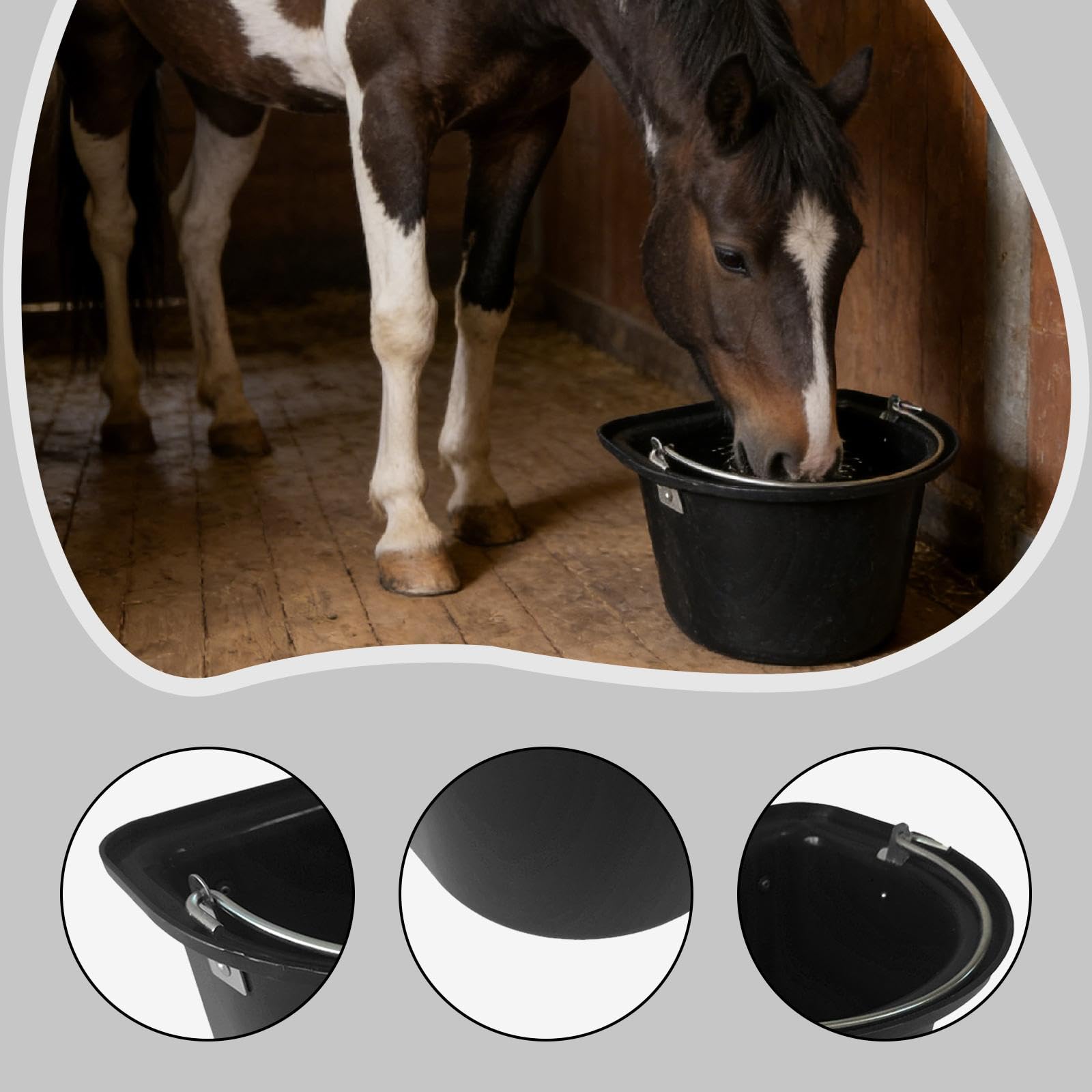 Cubo para de Caballos, Contenedor de Alimentación para Ganado, Resistente, Fácil de Limpiar, con Forma de D, Exterior, Resistente.