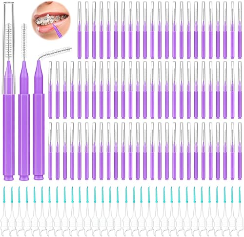 Miniatura 8 de 300 piezas cepillos interdentales para aparatos dentales, cepillo de 6 tamaños suave y flexible para limpieza, cepillo dental de palillo de dientes