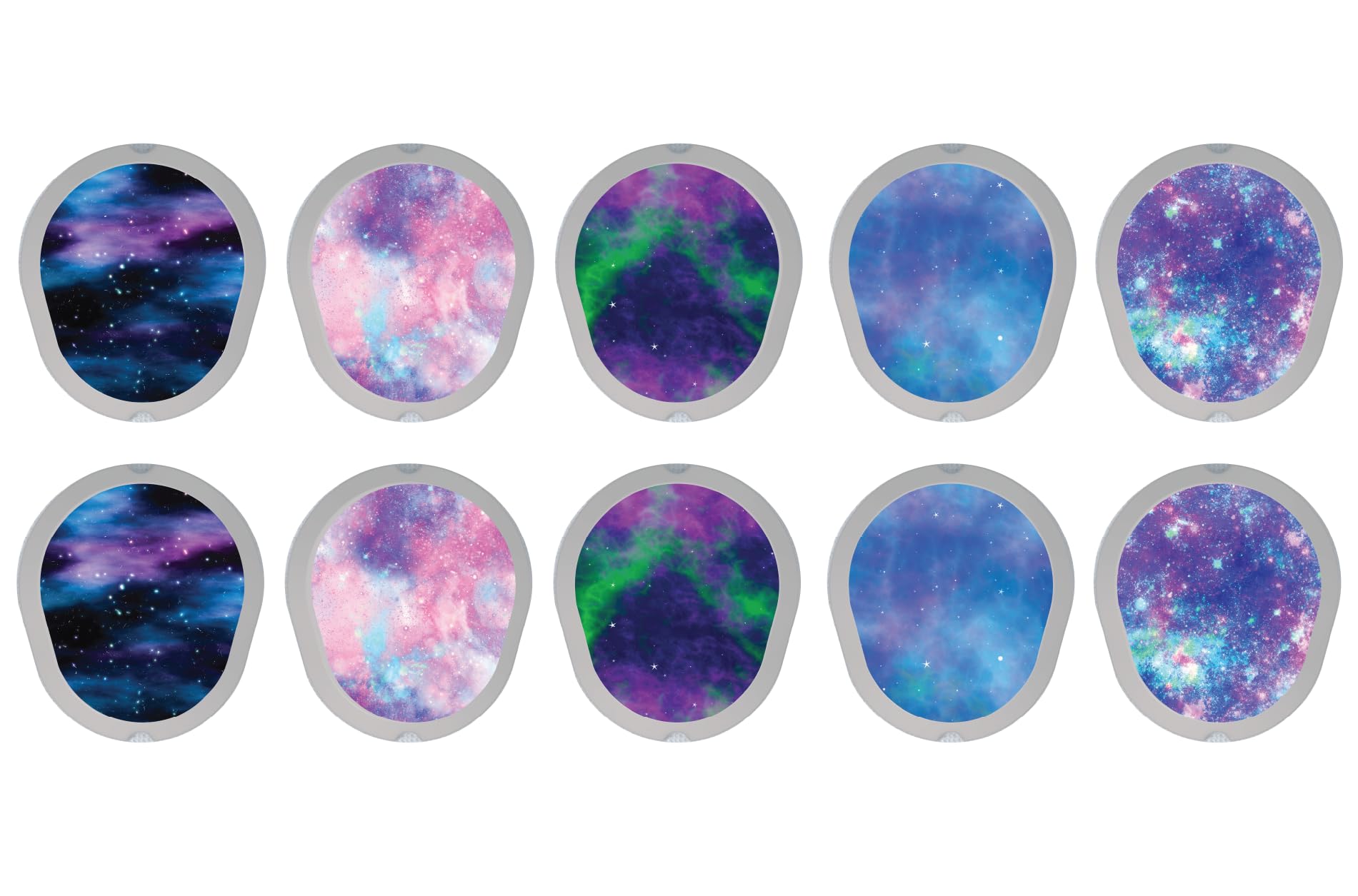 Pegatinas para el transmisor Glucomart de Dexcom G7 (10 unidades), divertidas pegatinas para personalizar tu dispositivo - Paquete de calcomanías Galaxy