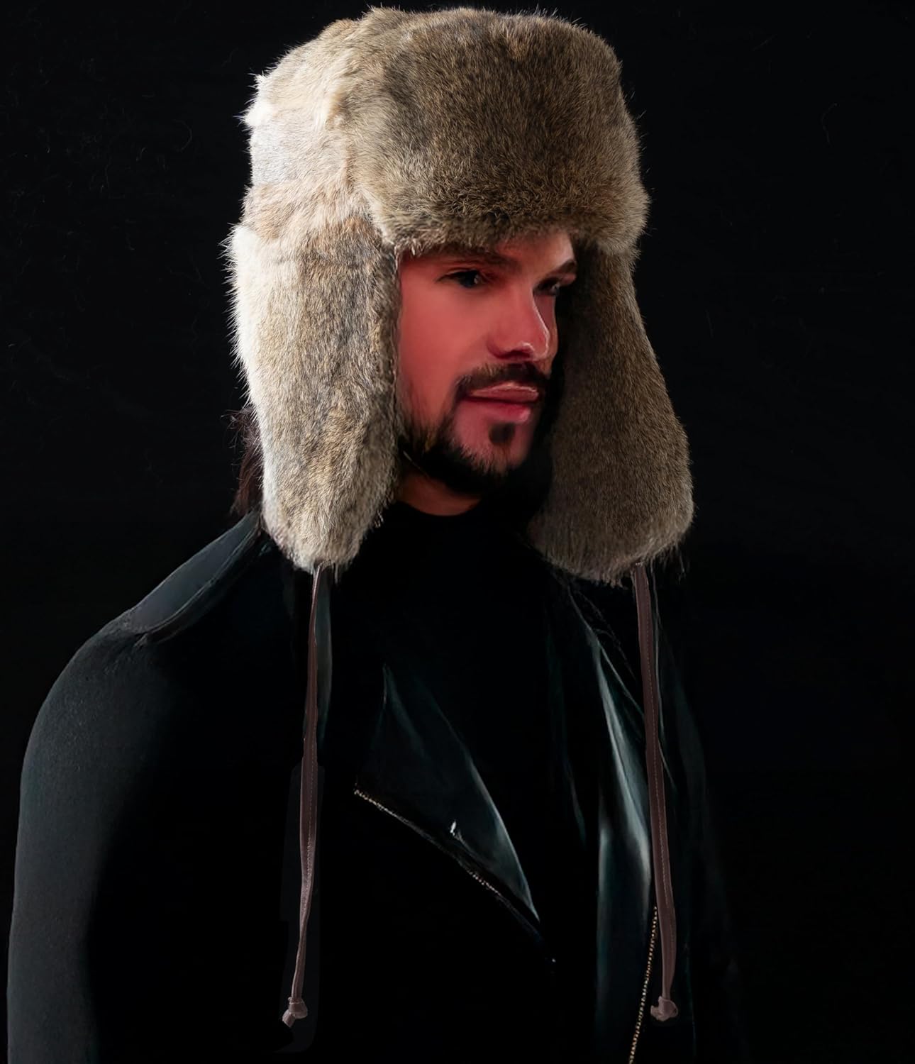 Real Rabbit Fur Hat for Men Classic Russian Trapper Ushanka for Women, Perfect for Winter Outdoor