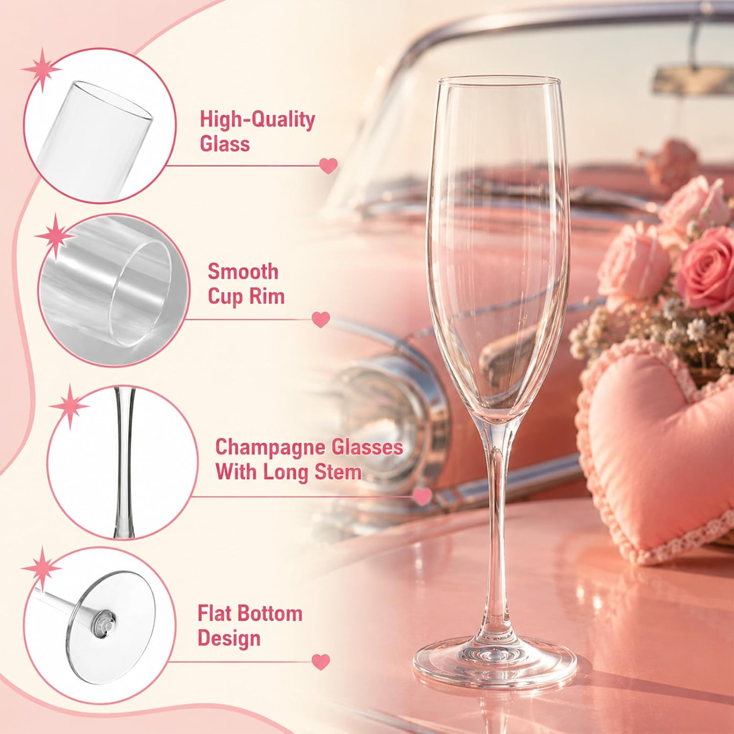 16 Pcs Acrylic Champagne Flutes,5 Oz Clear Plastic Champagne Glasses Bulk