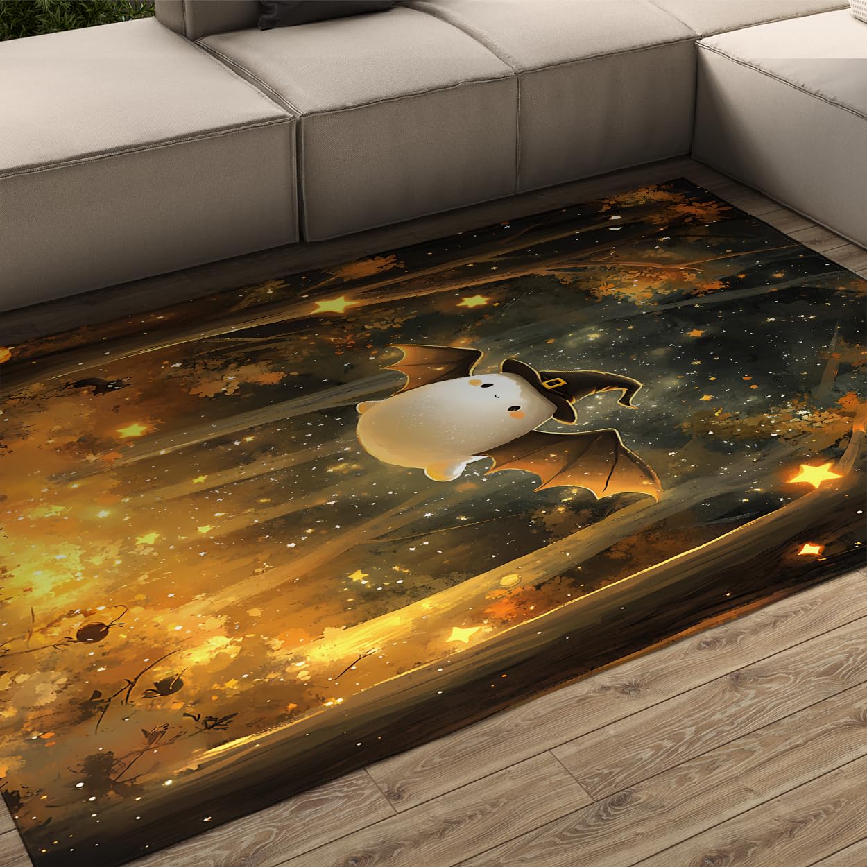 Tapis fantastique forêt ardente grand format pour salon et chambre gothique