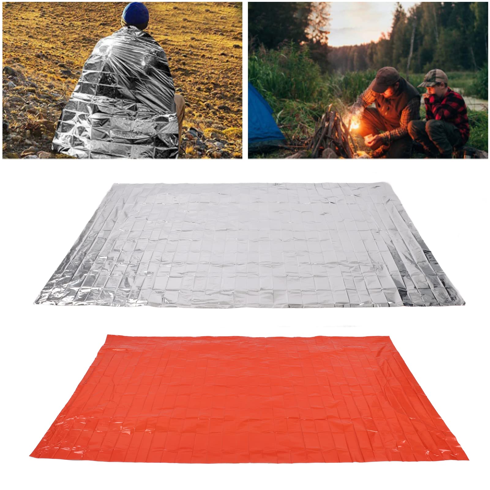 Pilipane Outdoor Emergency Blanket Warm Waterproof Portable Field Life Saving Blanket for Adventure Survival Camping Hiking Outdoor Activities PE Material Orange Color 210x130cm