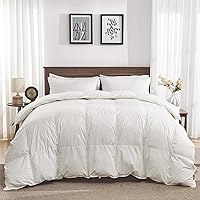 Goose Feather Down Fiber Comforter Full Size 82x86 - All Season Duvet Insert, 100% Organic Cotton Shell, Hypoallergenic Medium Warmth Luxury Bedding