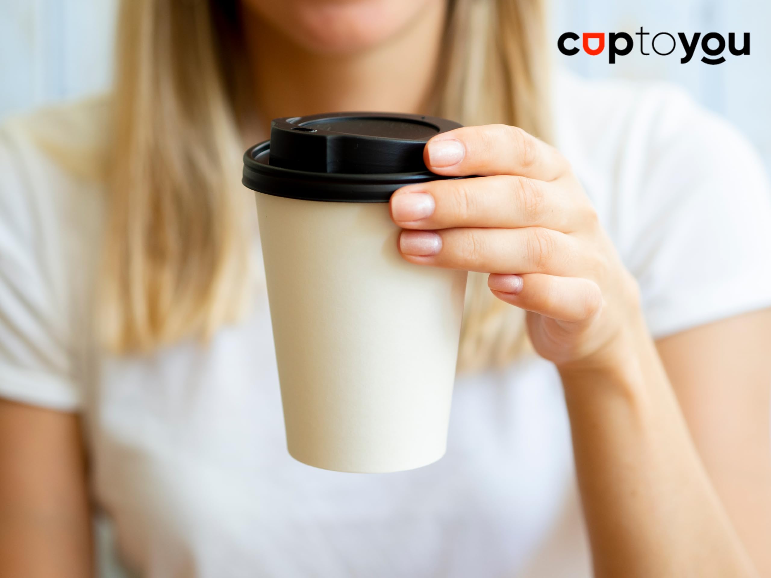 CUPTOYOU 12 oz beyaz tek kullanımlık karton bardak 300 ml, kahve, çay, ofis, ev ve parti kullanımı için bardaklar - 50'li paket