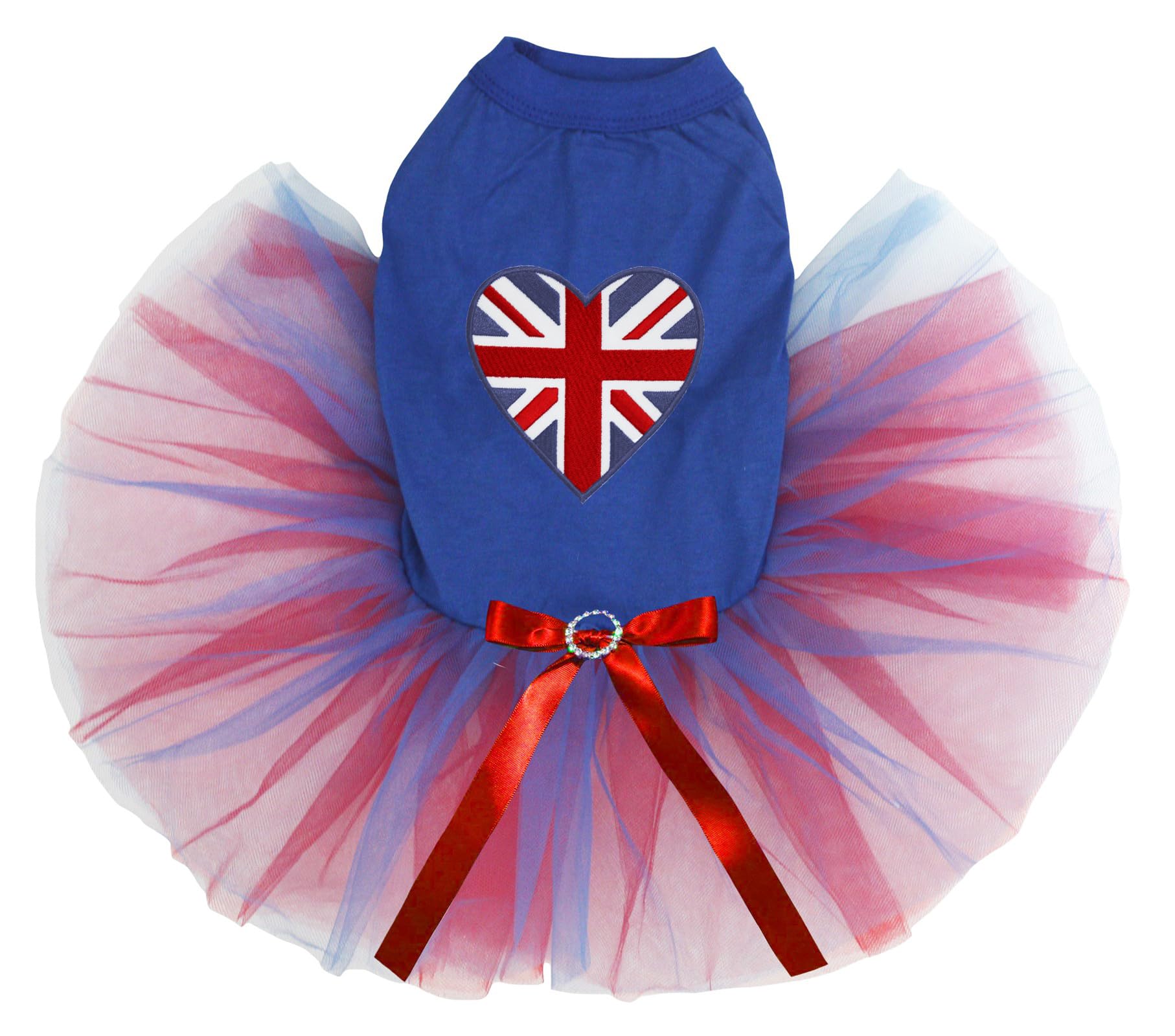 Petitebelle Britain Heart Puppy Dog Dress (Blue/Red Blue, XXX-Large)