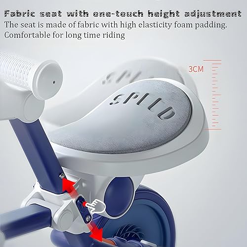 Miniatura 2 de Triciclo para niños, triciclo 4 en 1, triciclo plegable para niños, con pedal extraíble, altura de asiento ajustable de 3 niveles, ruedas EVA,