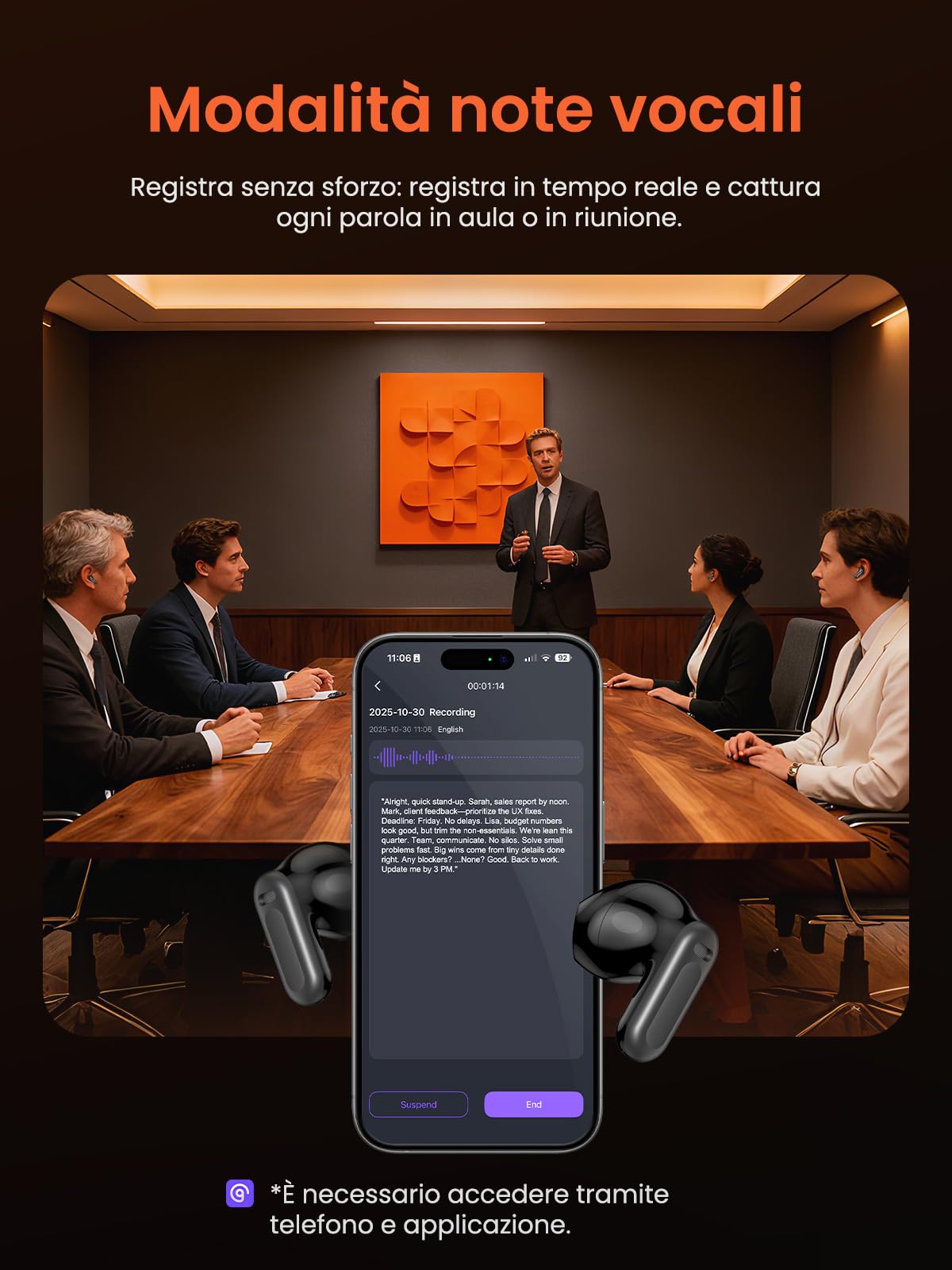 NE20 Cuffie Traduzione Simultanea con AI, 135 Lingue Auricolari Traduttore Simultaneo con 6 Modalità, Bluetooth 6.0, Schermo Touch, 60 Ore Autonomia, per Viaggi, Riunioni e Studio