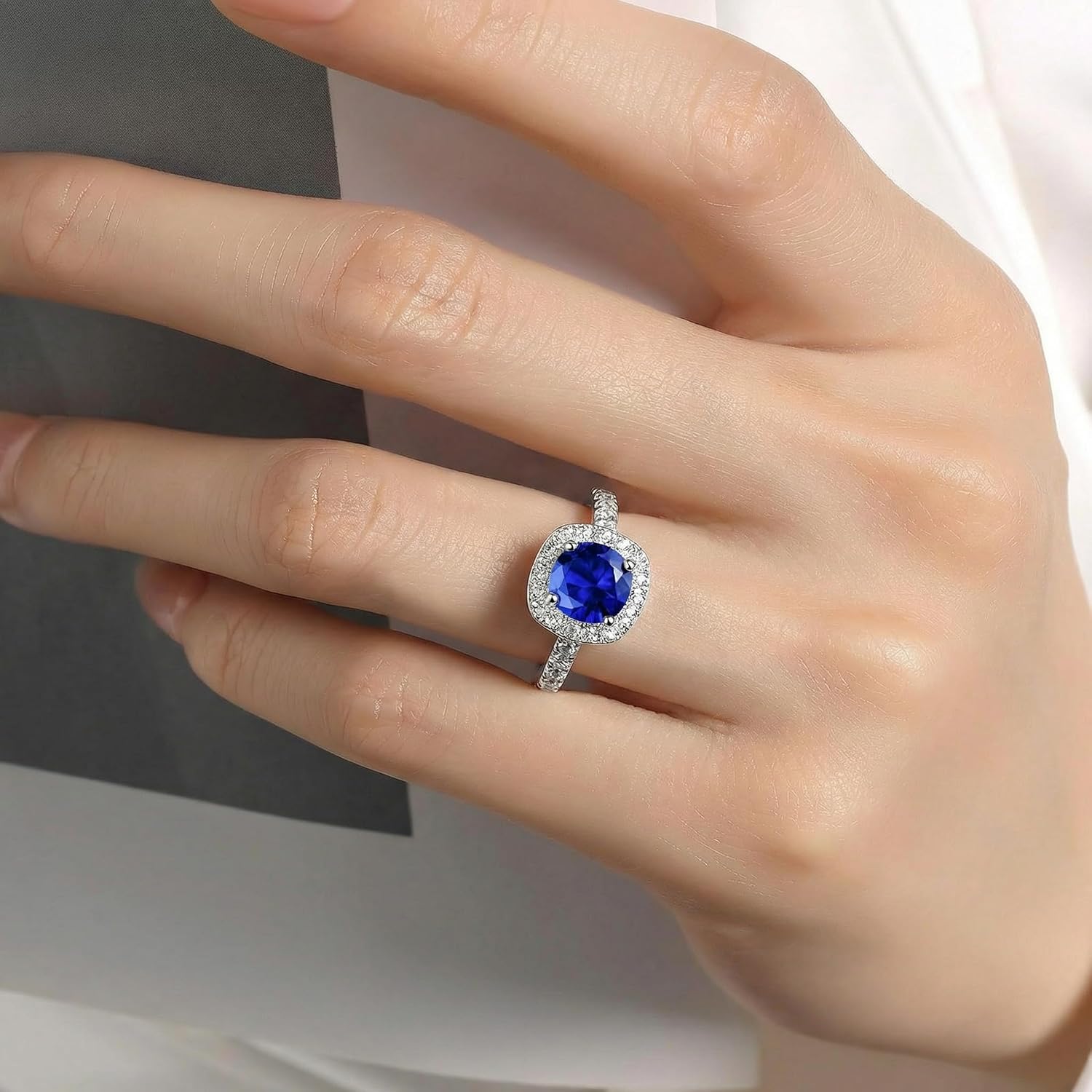 Sterling Silver/10K/14K/18K Gold Cushion Cut Birthstone Fashion Ring for Women,1-5CT Best Gift for Her Available In Size 3-13