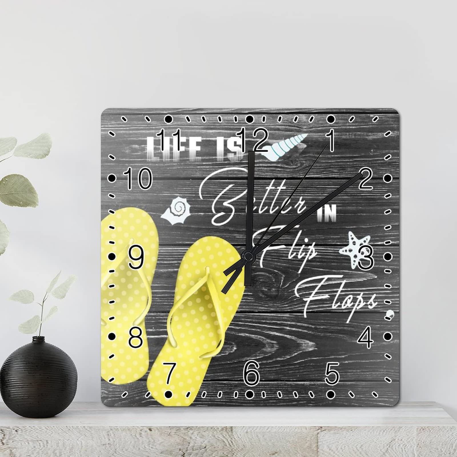 Horloge murale Life Is Better in Flip Flops amusante pour salon cosy
