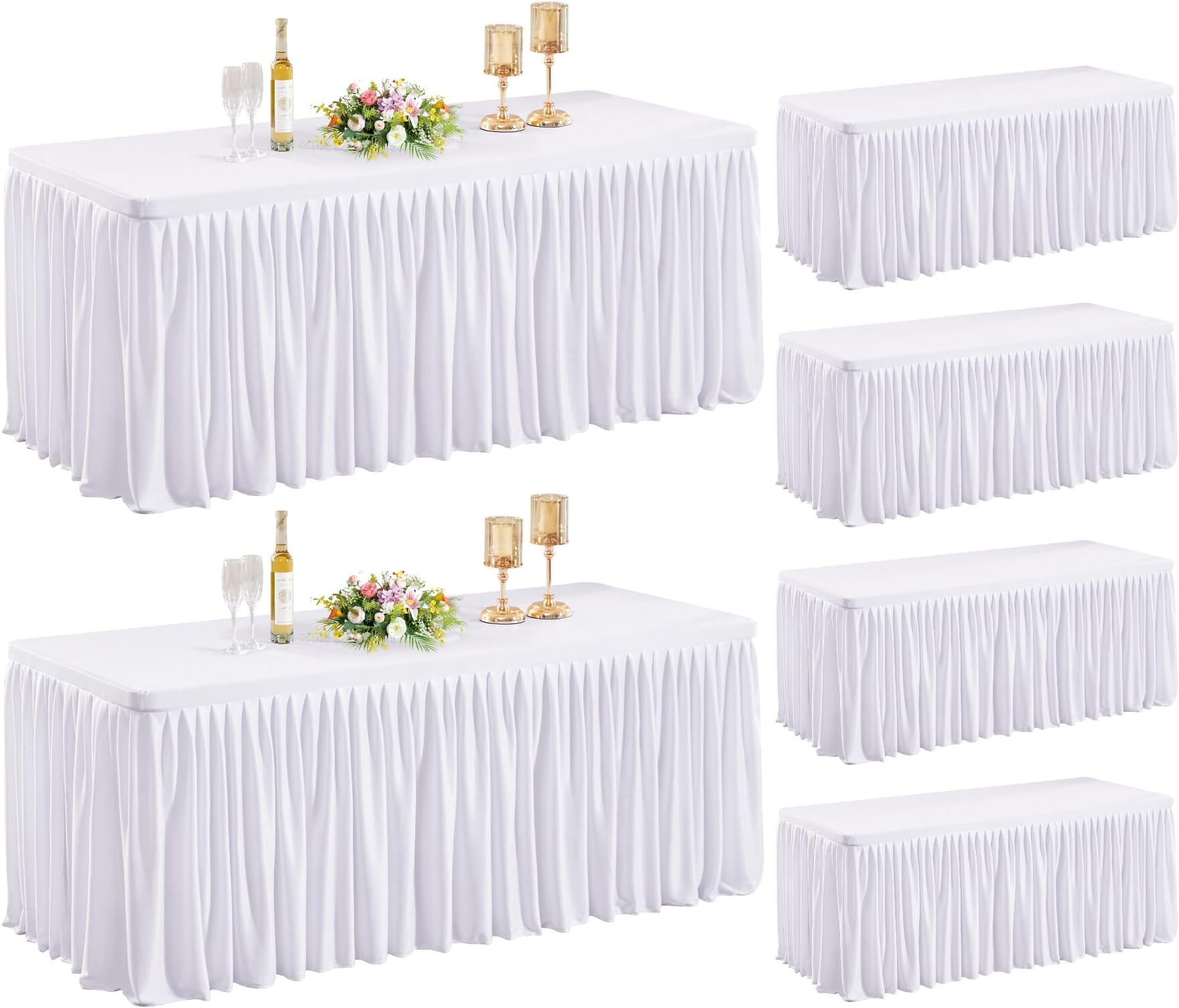 6 Pack White Table Clothes for 6 Foot Rectangle Tables, Premium Polyester Rectangle Tablecloth Wrinkle Resistant Washable Table Cover for Wedding, Party, Dining,Banquet,Buffet Tables