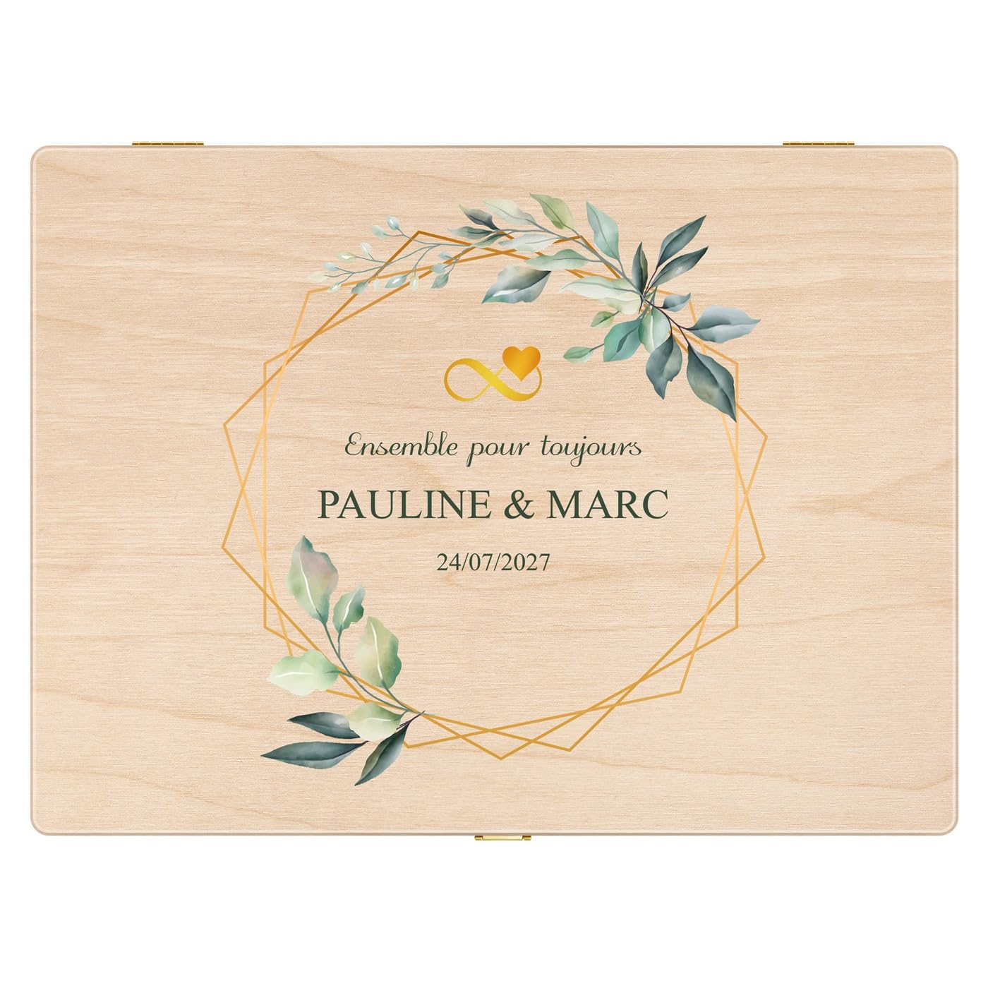 Maverton Boite a Souvenir Personnalisable - Cadeau Personnalisé pour couple - L/XL Boite de Rangement avec Couvercle en Bois de Pin Naturel - Cadeau Noel - Cadeau Mariage Anniversaire Amoureux