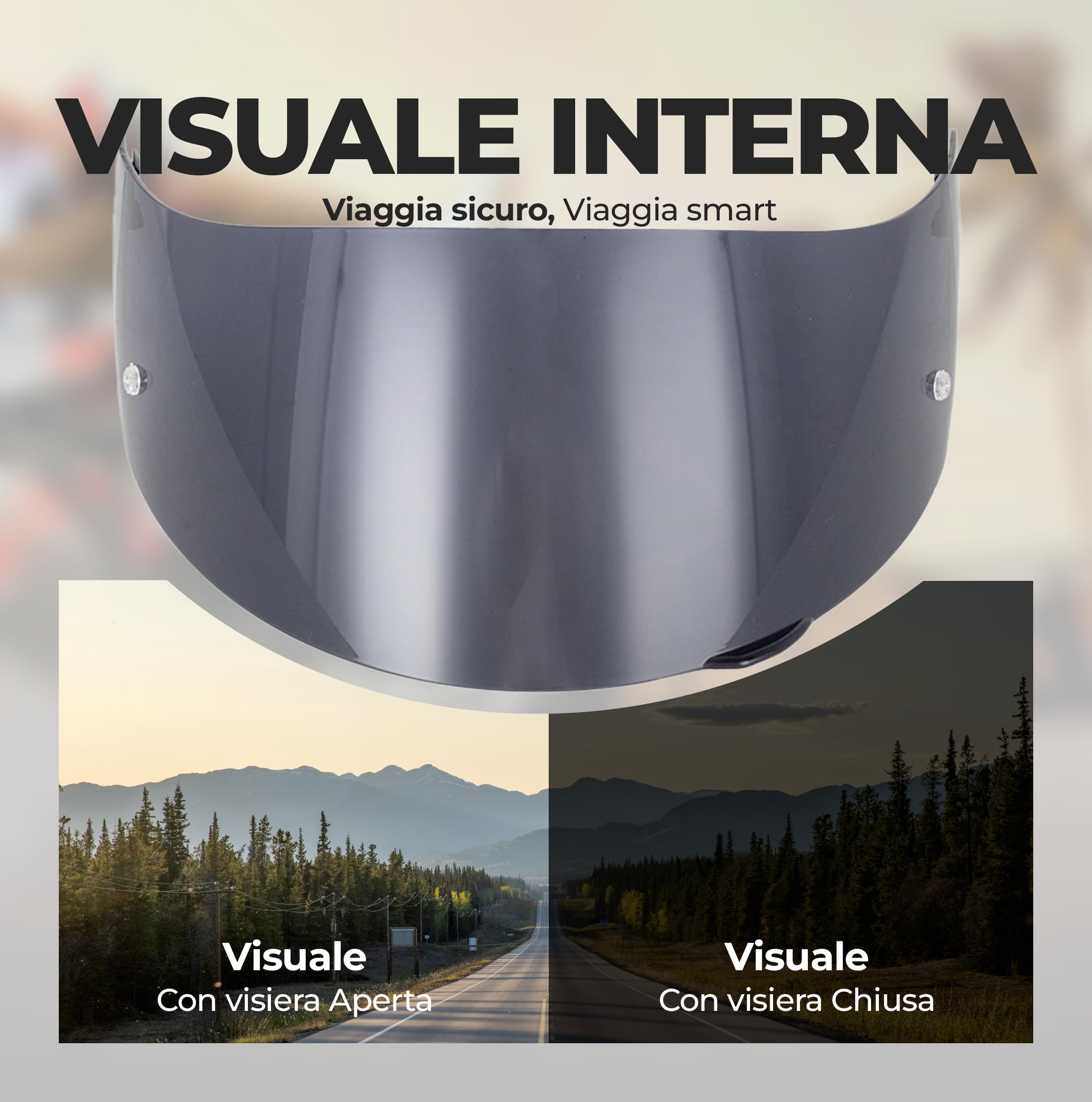 Visiera Compatibile con Agv K1 - K1s - K3sv - K5 - K5s - S4sv - Horizon - Skyline - Strada - Stealth sv - Compact - GT-2 (Dark Fume')