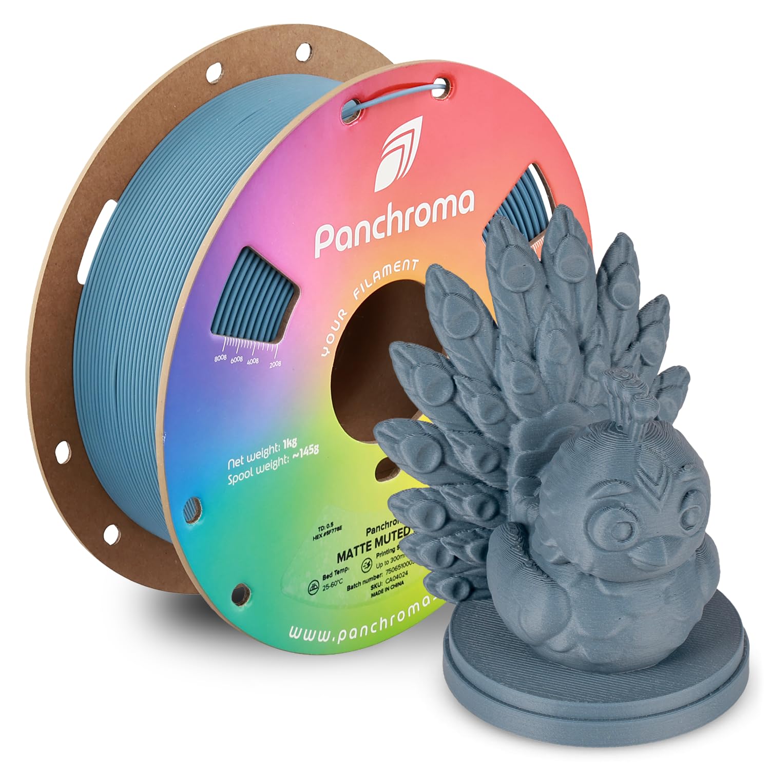 Polymaker Panchroma Matte PLA Filament, Muted Blue 1.75mm 1kg 3D Printing Filament, Formerly Polyterra Matte, Fit Most FDM 3D Printers, 1kg Spool (