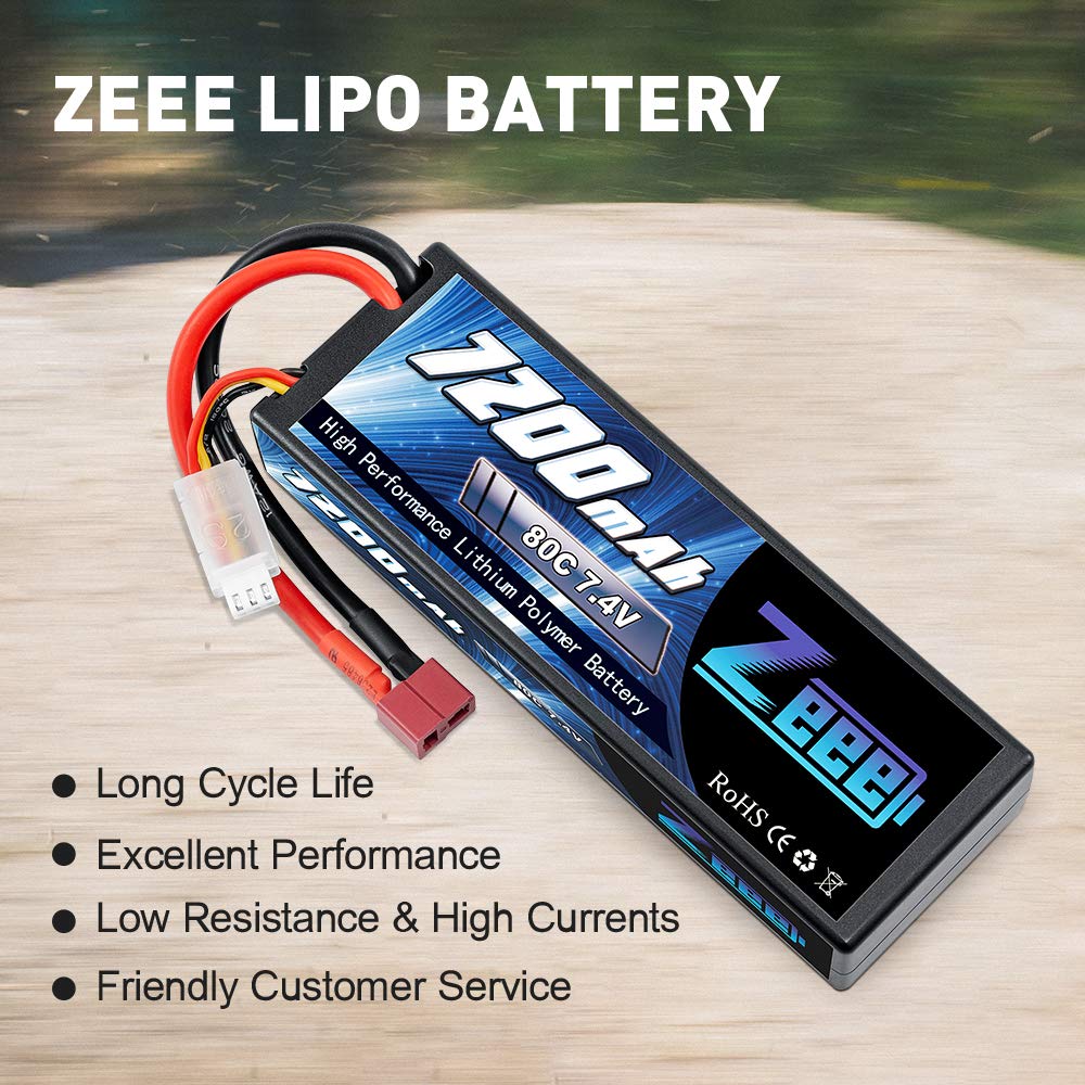 Zeee 2S Lipo RC Akumulator 7.4V 80C 7200mAh Hardcase z wtyczką Deans T do RC Car RC Truck RC Car Boat Truck Truggy RC Hobby