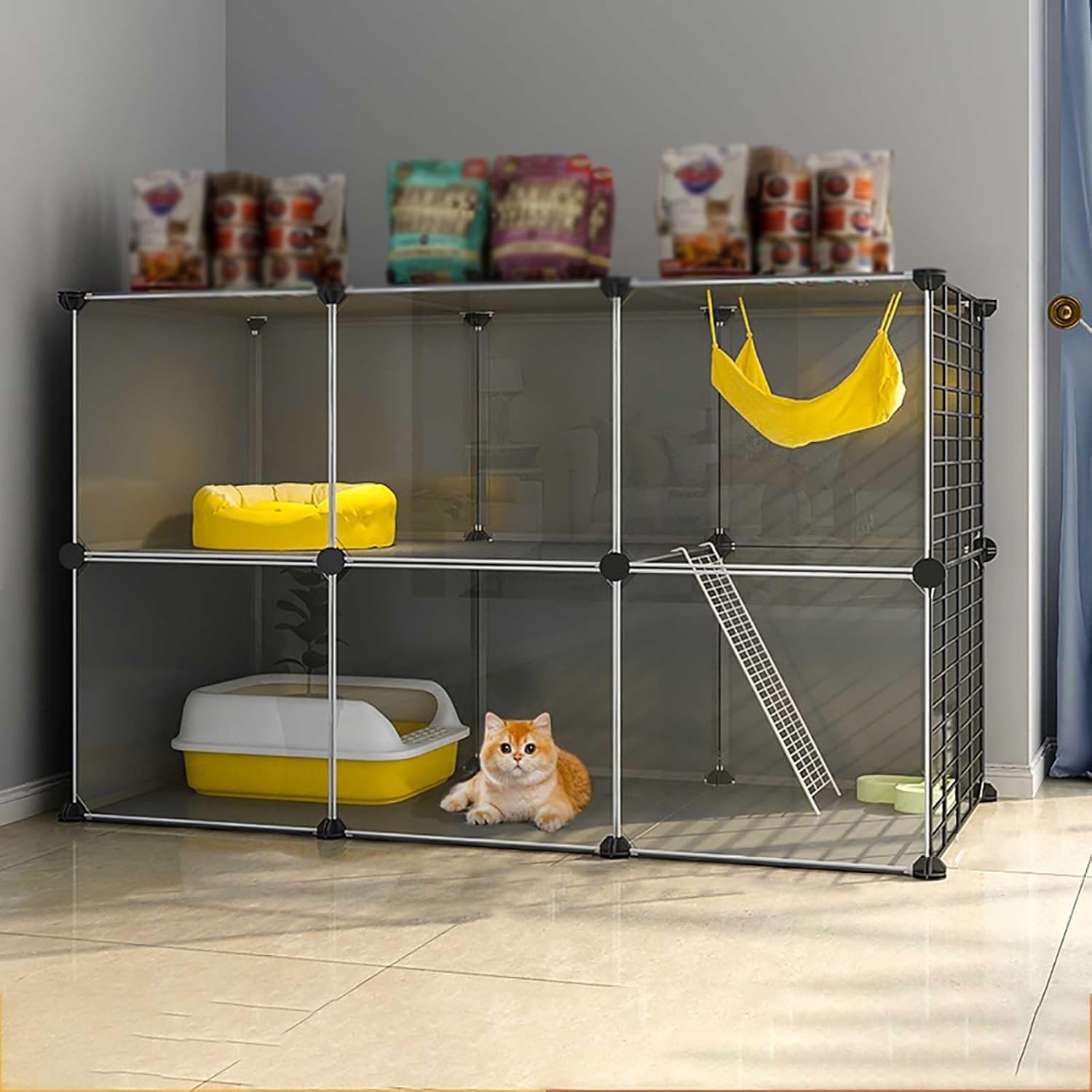 Cat Cage Indoor,Large Cat Cage Cat Enclosures Detachable DIY Cat Playpen Small Animals Cages,Large Exercise Place Ideal for Small Pet Cat Puppy,107x47x107cm