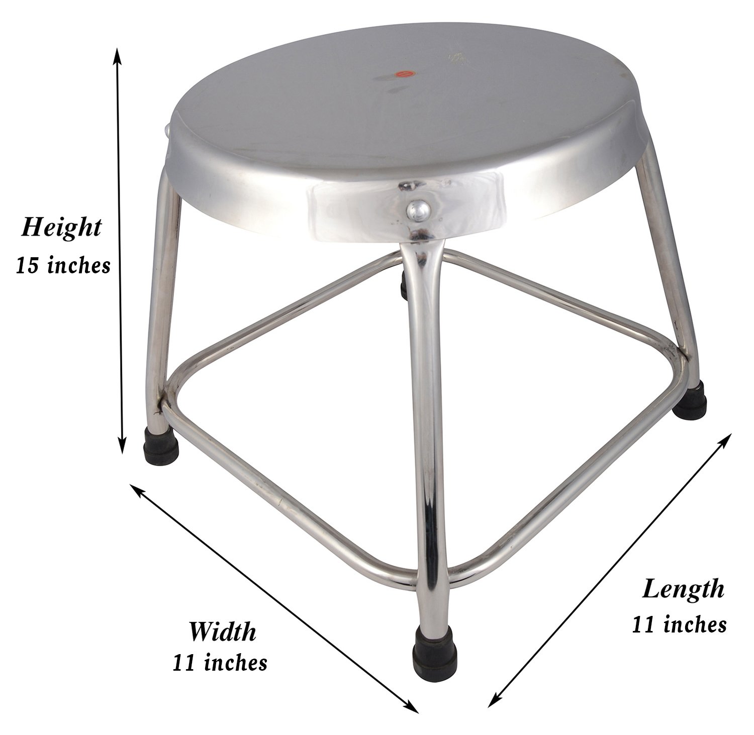 Bhaktee STL-15 Stool (Glossy Finish, Silver) 2