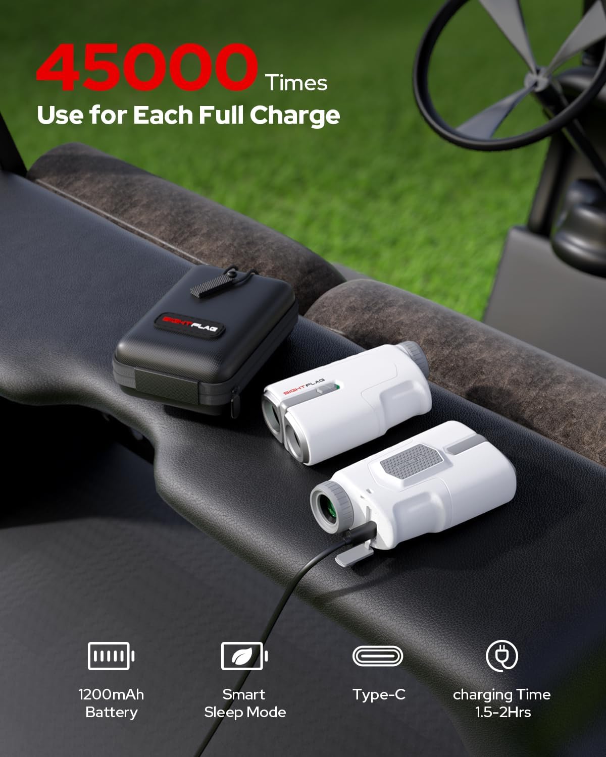 Golf Rangefinder with Slope, 1300 Yards Laser Range Finder Golf, 7.5X Magnification Flag Pole Locking Vibration Rechargeable Range Finders with Magnet Golf Accessories for Men Women Sightflag GF1 - Image 6