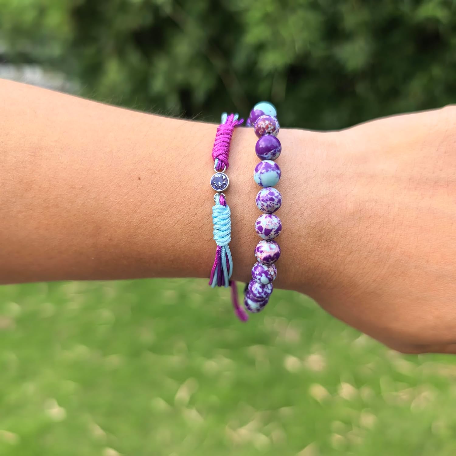 Birthstone Bracelets for Women Men,Healing Crystal Protection Stone Rose Crystal Beads Bracelet,String Wrap Zodiac Month Bracelets Birthday Jewelry Gifts