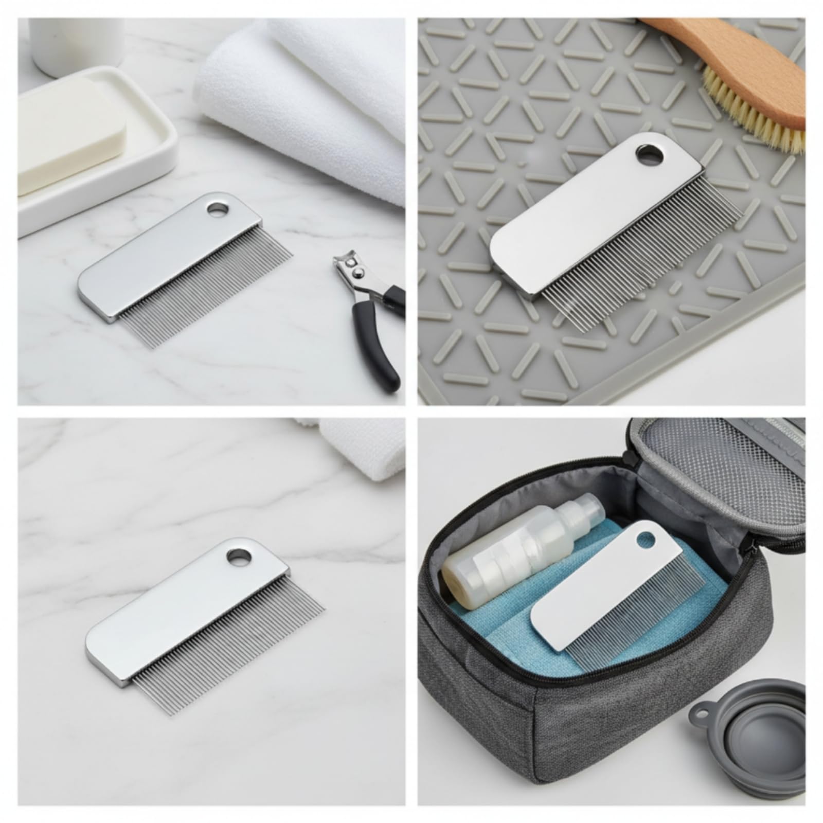Mini Pettine Viso per Animali Pettine Toelettatura Pettine Dettagli Pettinino Metallo in Alluminio Controllo Preciso Zone Sensibili Occhi Orecchie Adatto per Casa Viaggio Toelettatura Professionale