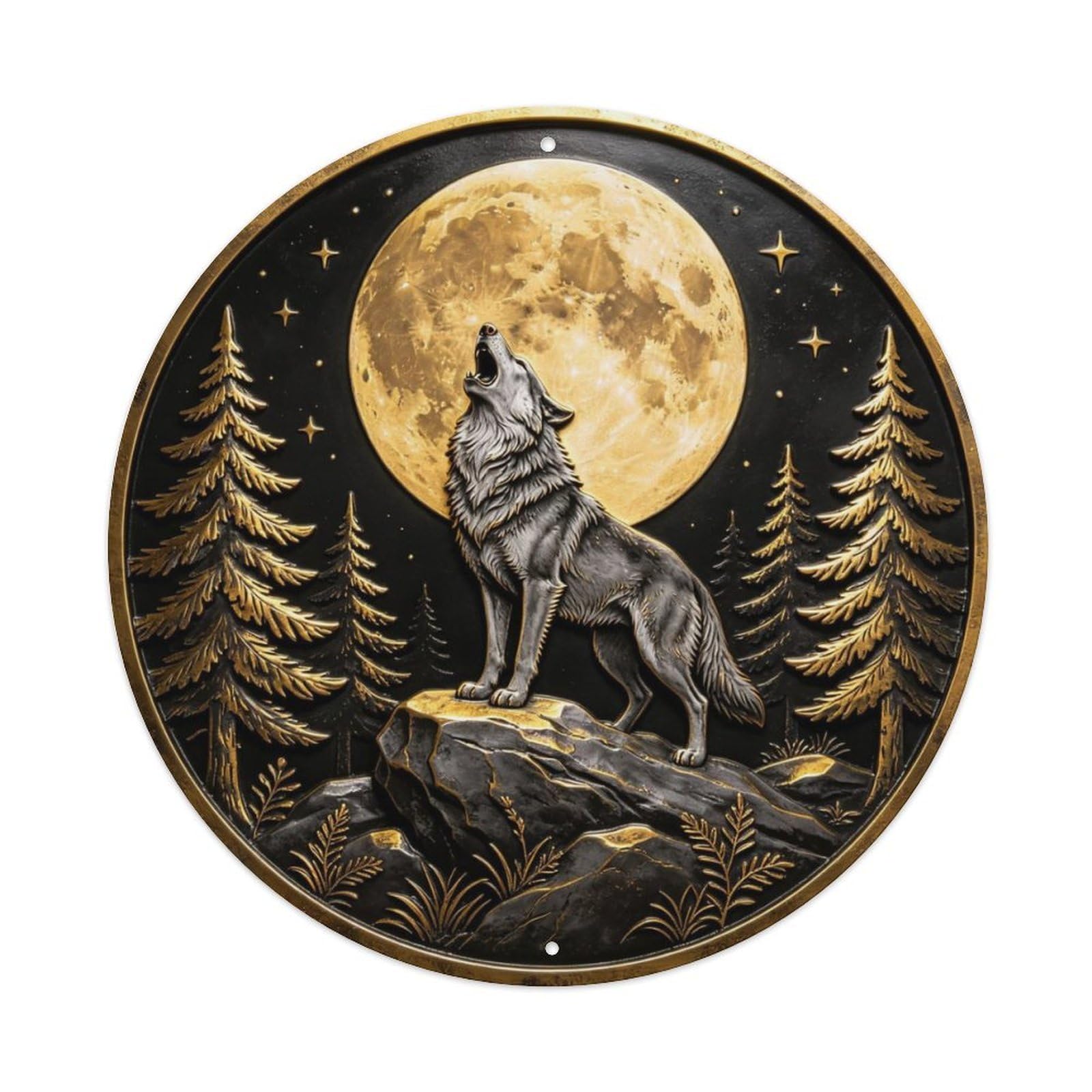 Howling Wolf Full Metal Tin Sign Plaque