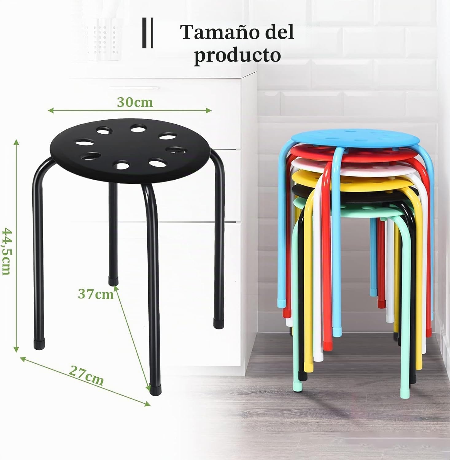 FANTASK Juego de 6 taburetes apilables de 44,5 cm de Alto, Multicolor para Oficina, Comedor, taburetes apilables, para el hogar