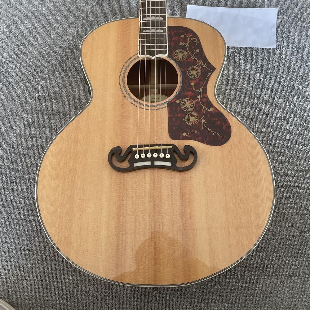 Custom acoustic guitar, Tiger Print Flame Maple back side, spruce top, log color guitar