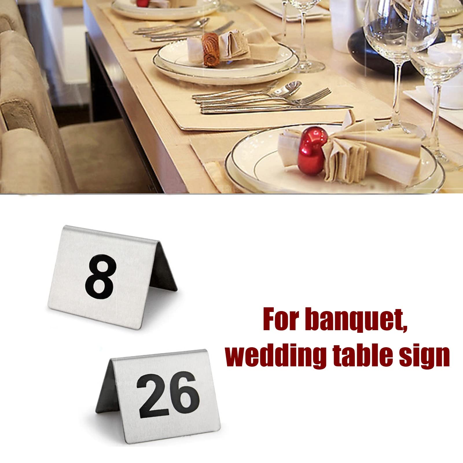 WORDFUN Carteles Reservado Metálicos Placa De Número De Mesa De Restaurante Números 1-50 1-100 Pizarra De Signos para Decoración De Restaurante, Panadería, Cafeterías, Suministros