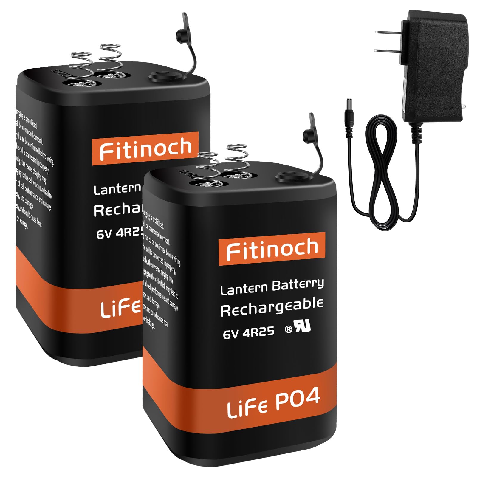 Fitinoch Rechargeable 6 Volt 6AH LiFePO4 Lantern Battery with Charger