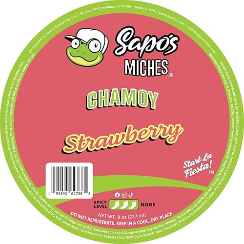 Sapo's Miches Chamoy Rim Rimming Pasta salsa de caramelo para bebidas, Micheladas, fruta, 8 onzas (fresa)