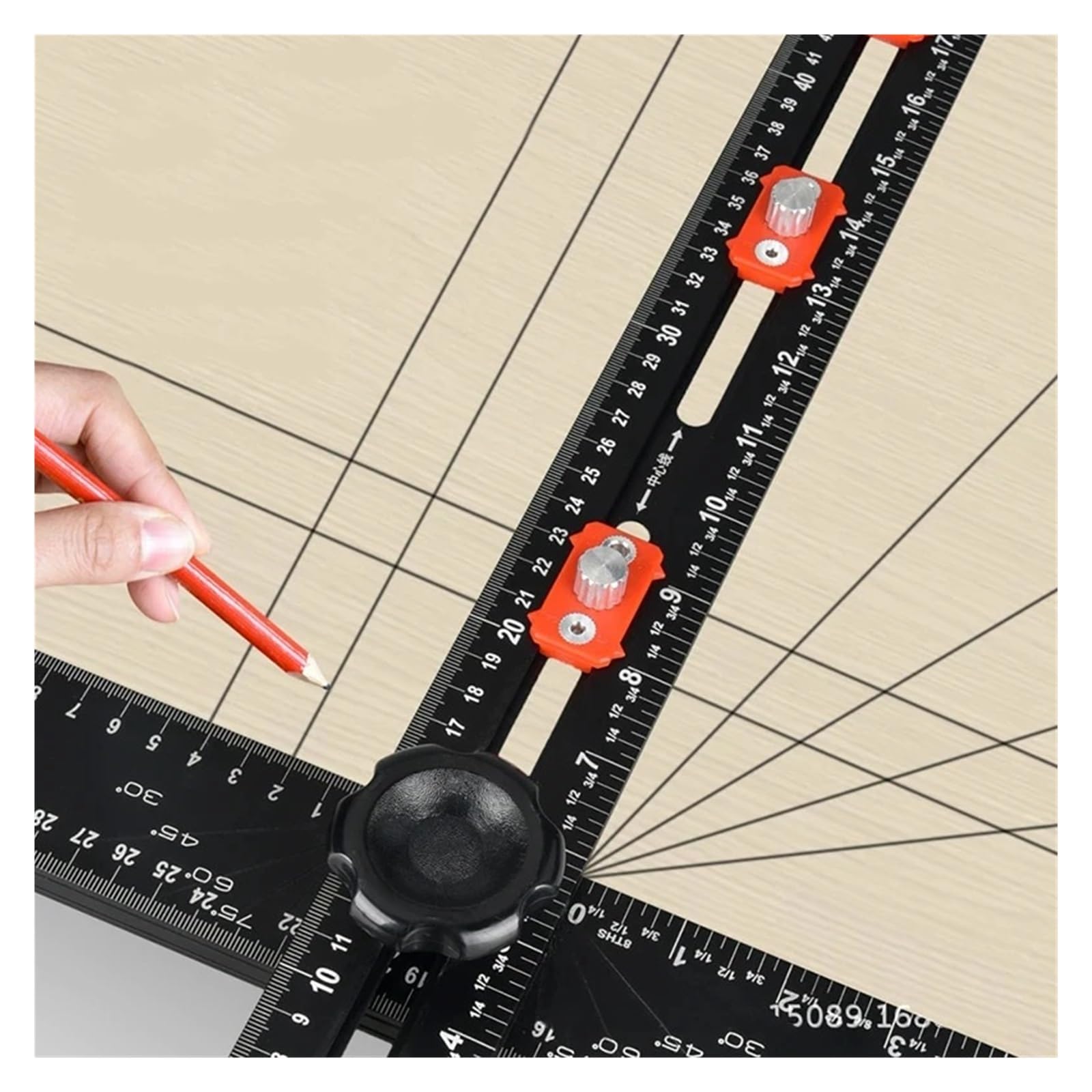escuadra (herramienta de carpintero) Regla de posicionamiento de perforación 2 en 1, regla de ángulo combinado, regla en forma de T, accesorios del armario, plantilla, instalación de cajón, carpinterí