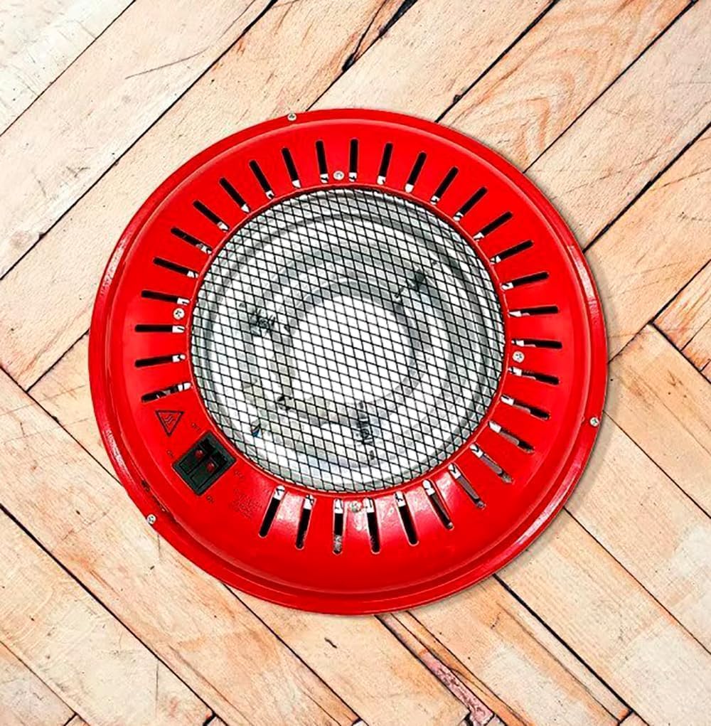 Brasero Eléctrico para Mesa y Camilla de Metal Rojo Brasero Eléctrico Interior Bajo Consumo 3 Niveles de Potencia 300/500W/800W | Certificados CE y RoHS