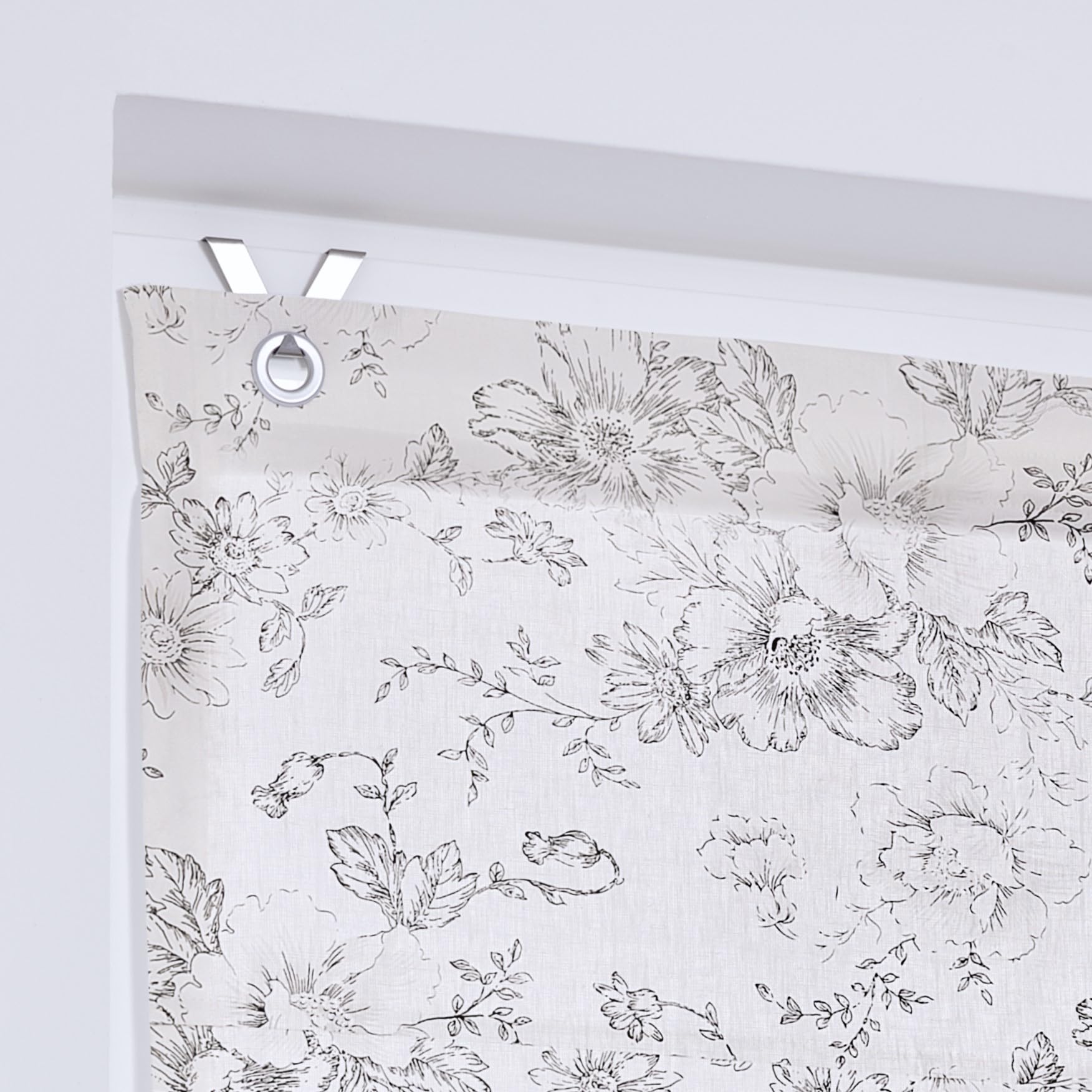 KUTTI Store enrouleur à œillets Joy avec motif floral opaque, avec crochets sans perçage, dimensions 60 x 130 cm