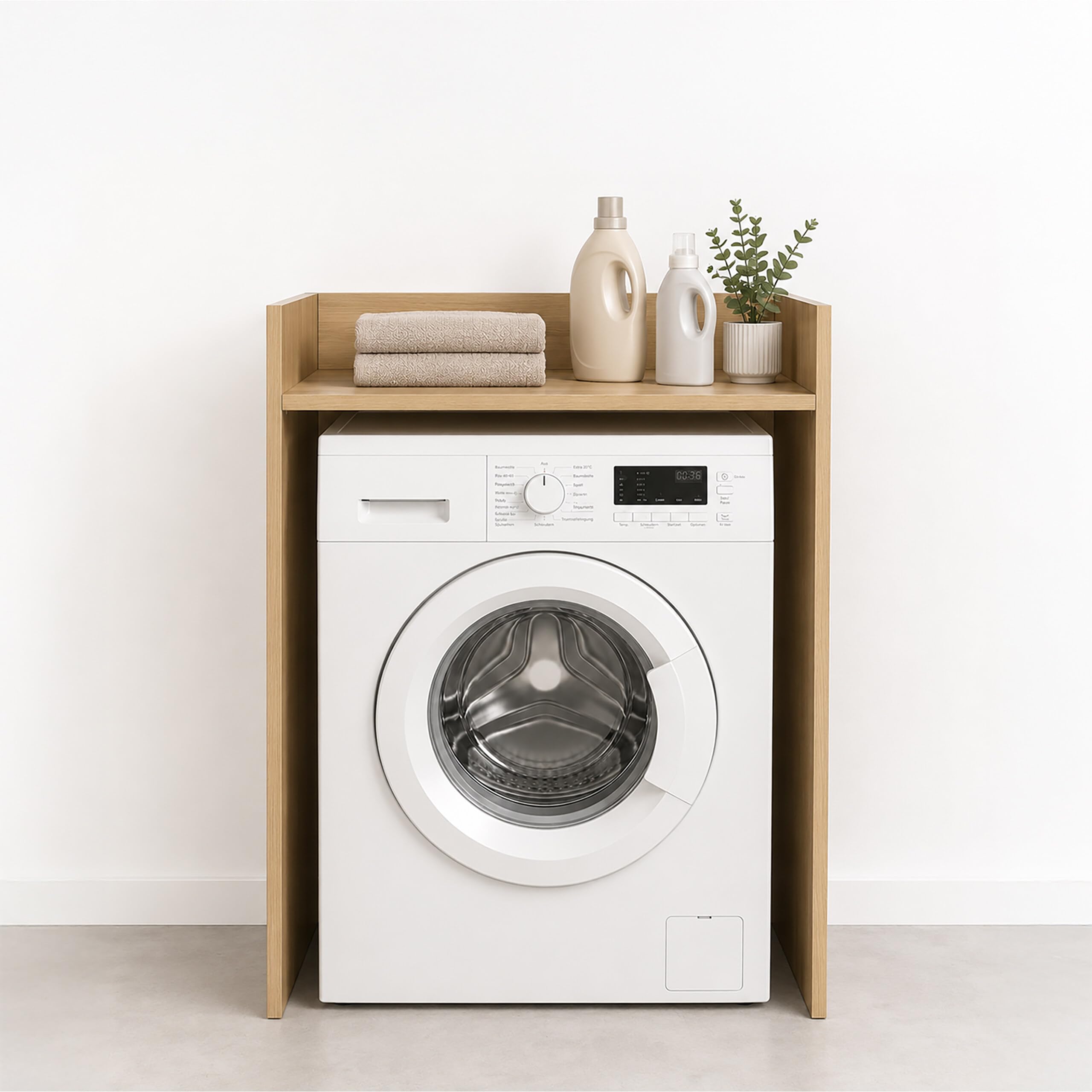 Relaxdays Armario para Lavadora, marrón Claro | Estantería para poner encima de la lavadora y la secadora, (Al x An x Fon): 97 x 66 x 61 cm, armario superpuesto