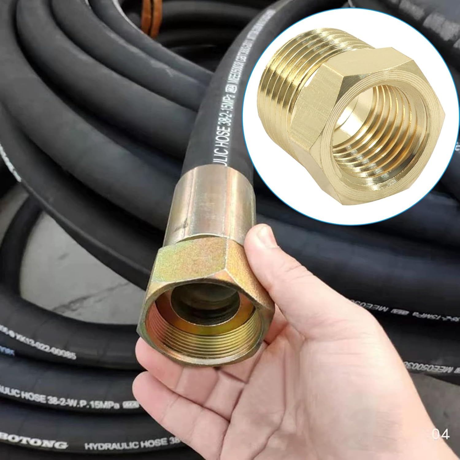 5 Pcs 3/8" NPT Male x 1/4" NPT Female Brass Reducer Hex Bushing Threaded Pipe Fitting, Brass Fitting Pipe Hose Tube Adapter Convert