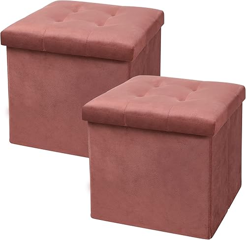 NO MORE TAG Otomana de almacenamiento plegable, reposapiés, caja de almacenamiento para sofá, asiento otomano de almacenamiento de piel sintética