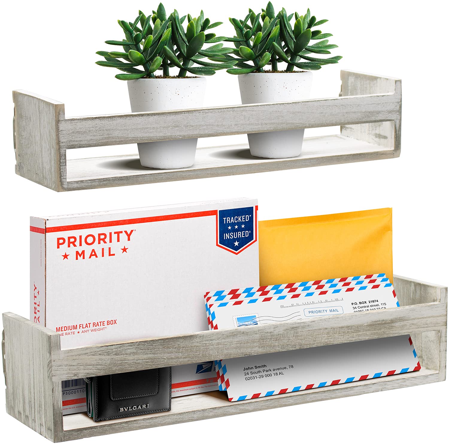 Buy Sorbus Rustic Floating Wood Shelves for Bathroom, Decorative