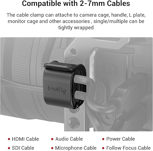 Miniatura 2 de SmallRig Abrazadera de cámara (4 piezas) para cable HDMI/SDI/Micrófono, Soporte de montaje de bloqueo de cable de cámara DSLR 0.079-0.276 in