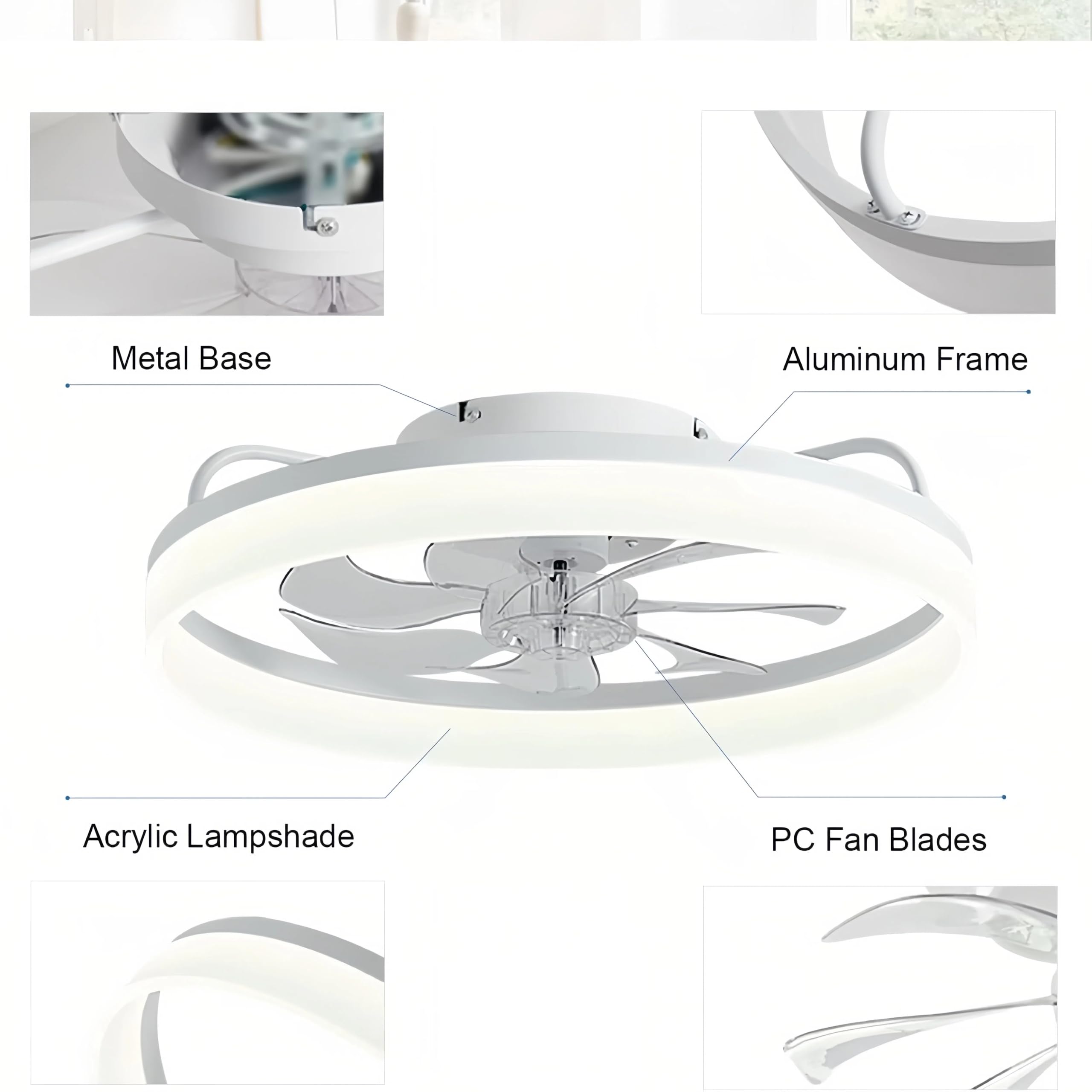 50cm Deckenventilator Mit Beleuchtung 48W 220V Dimmbare Deckenleuchte Mit Fernbedienung Und APP 6 Geschwindigkeiten Lampe Mit Ventilator Timer Schlafzimmer Wohnzimmer Schwarz