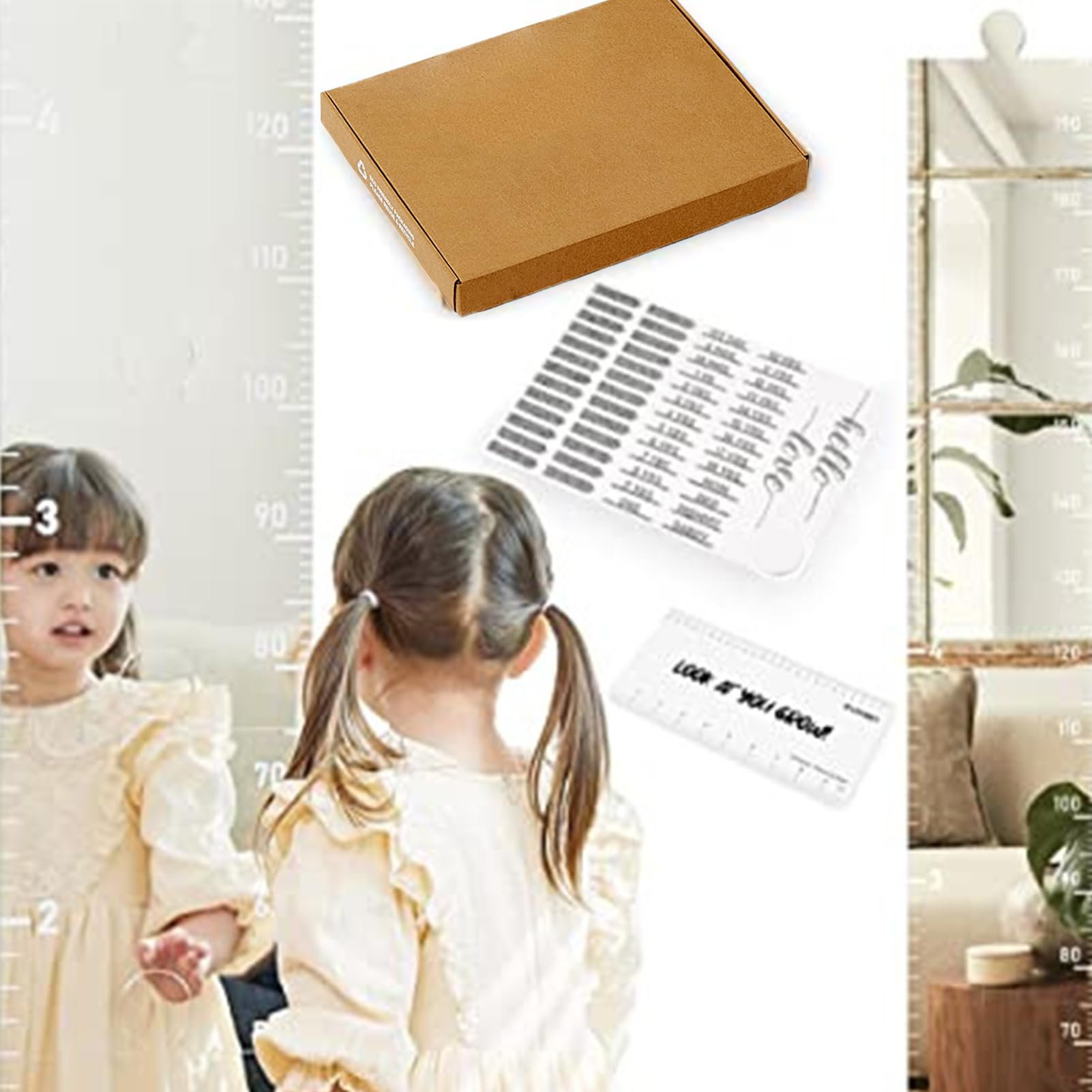 Wachstumsdiagramm für Kinder - Puzzle Spiegel Wandlineal 25 x 25 x 5 cm, Messdiagramm aus bruchsicherem Acryl, Aufkleber enthalten, einfache Installation | Nursery Home Educational M