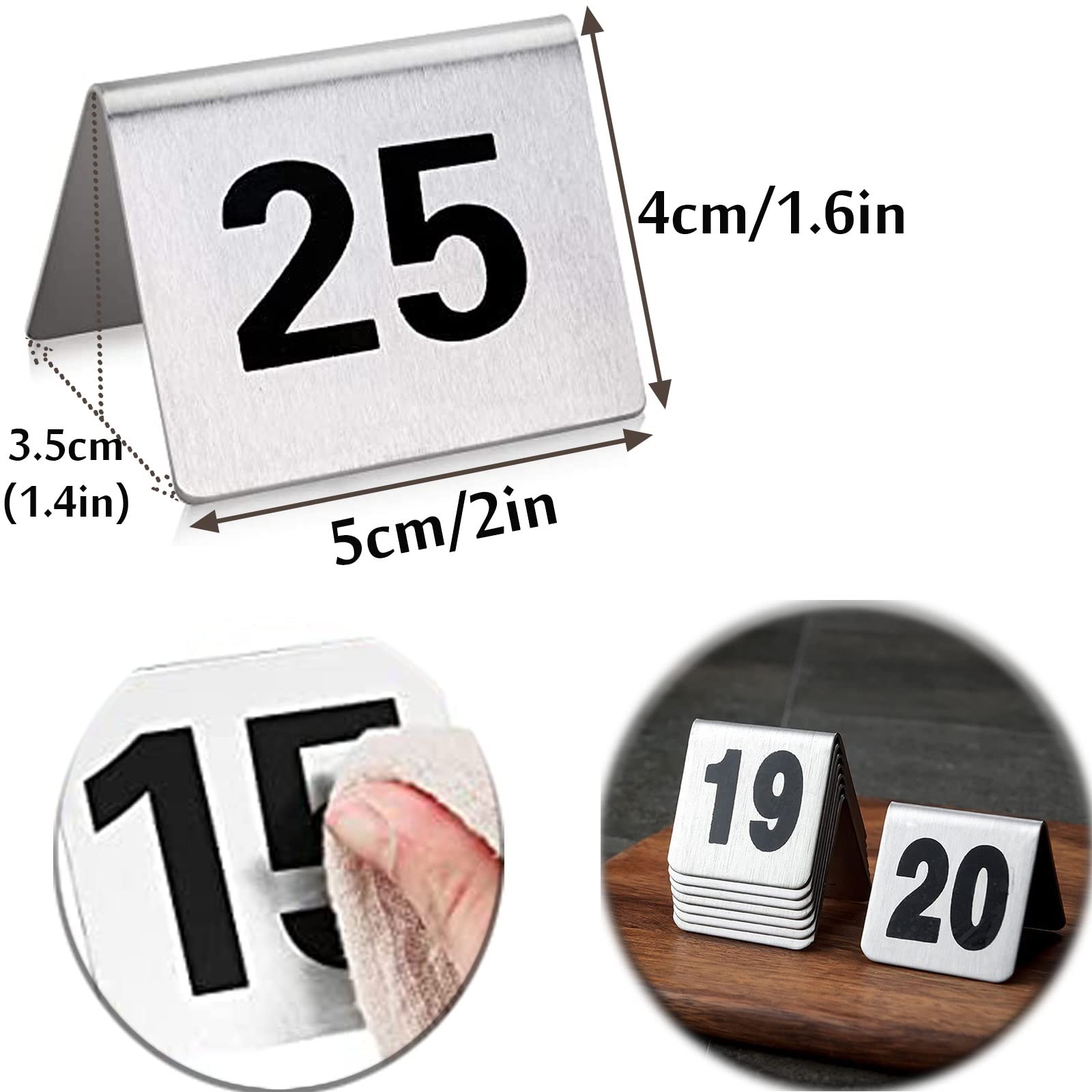 Señalización Digital, Letrero de número Mesa, Tarjetas números apilables, se Puede Utilizar ampliamente en restaurantes, Bares, Fiestas, Bodas(1 to 100)