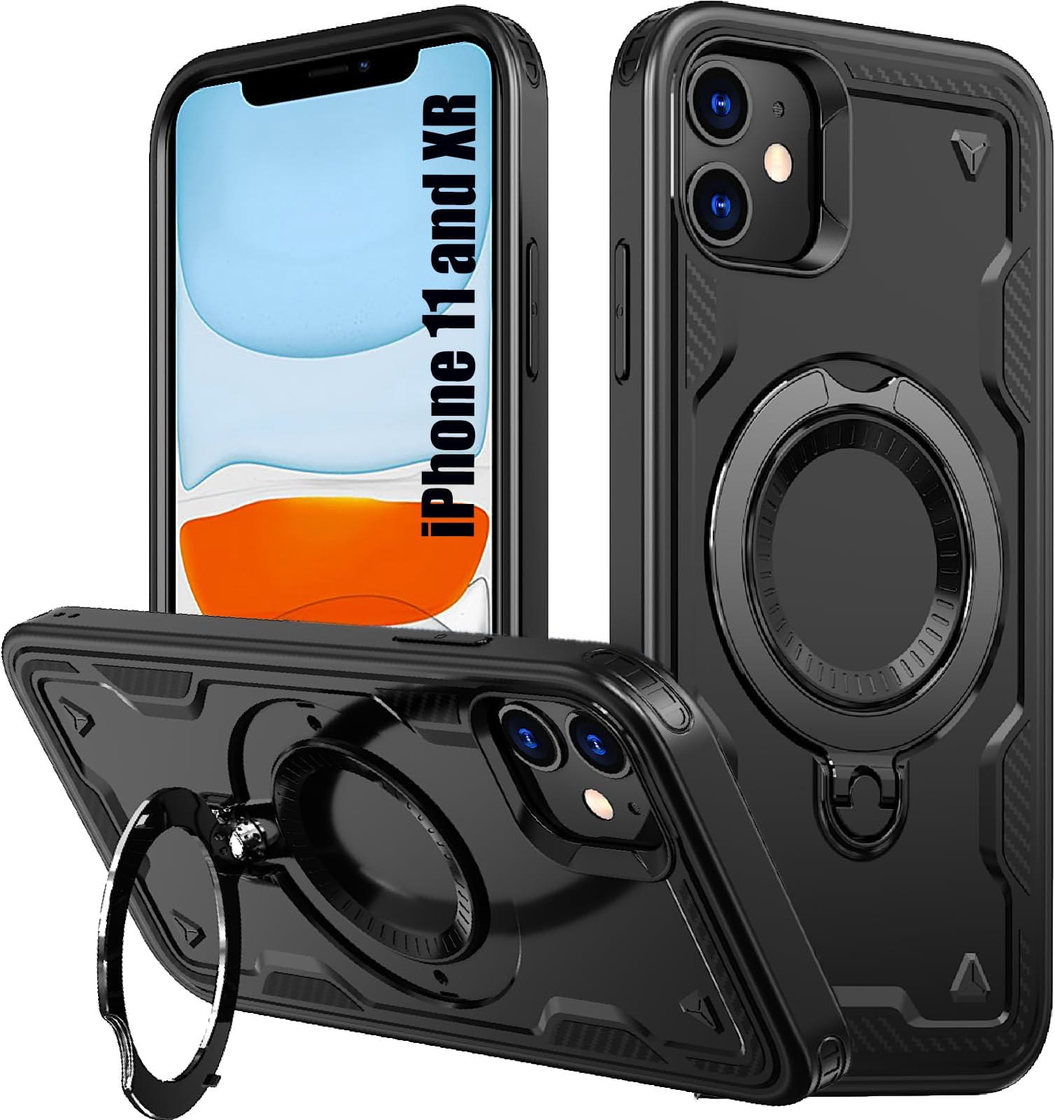 for iPhone 11/iPhone XR Case[Compatible with MagSafe] Stand,Black