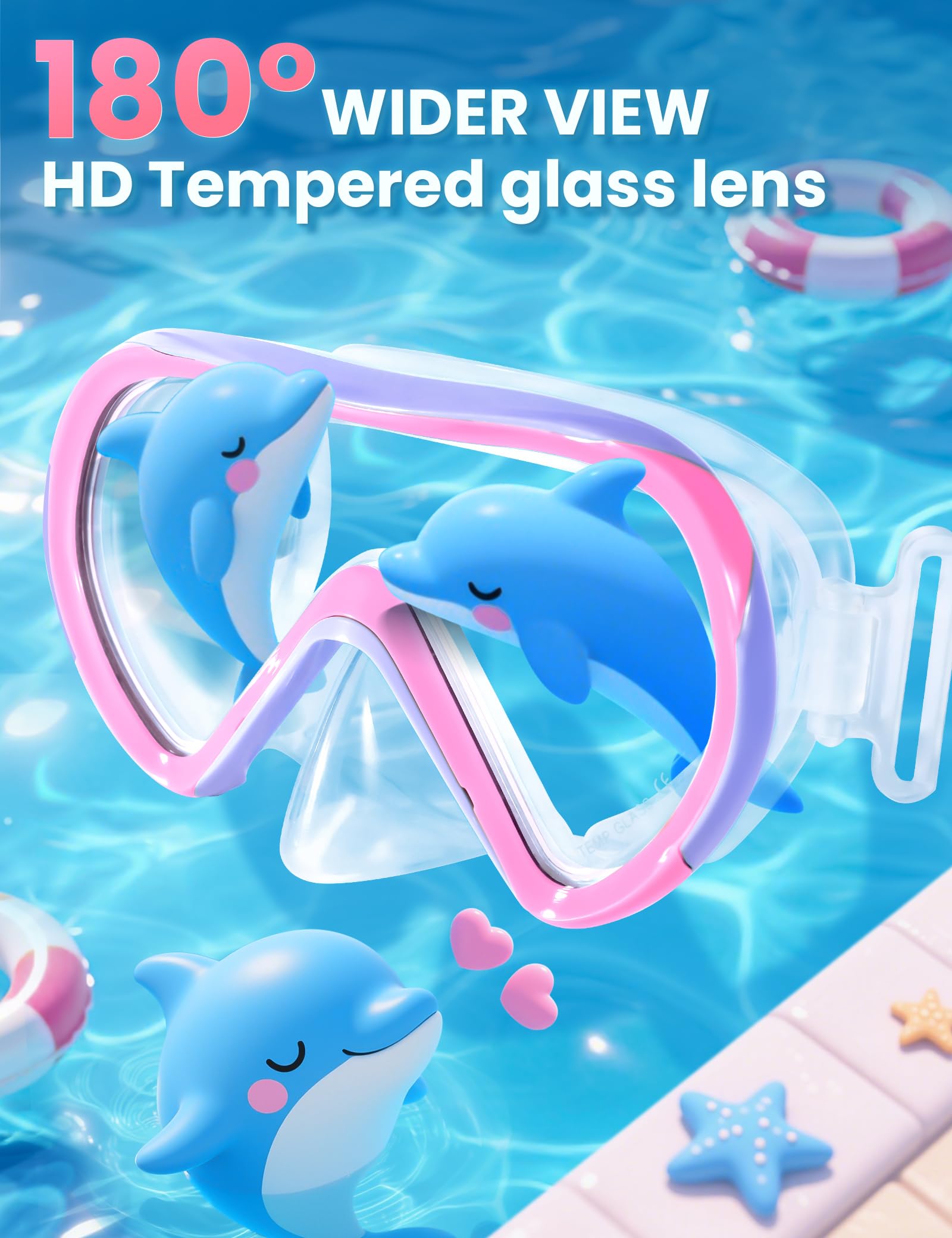 Supertrip Lunettes de natation pour enfants avec masque nasal pour garçons et filles de 6 à 14 ans piscine plage de sable | Masque de plongée en Verre trempé, Masque de plongée avec Tuba pour garçons et Filles, Piscine, Plage