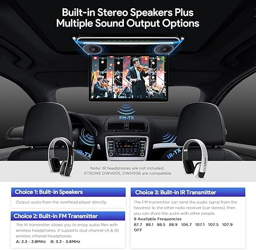 Miniatura 8 de XTRONS® Pantalla TFT digital FHD ultrafina de 17.3 pulgadas 16:9 1080P Video Reproductor de video para automóvil, monitor montado en el techo